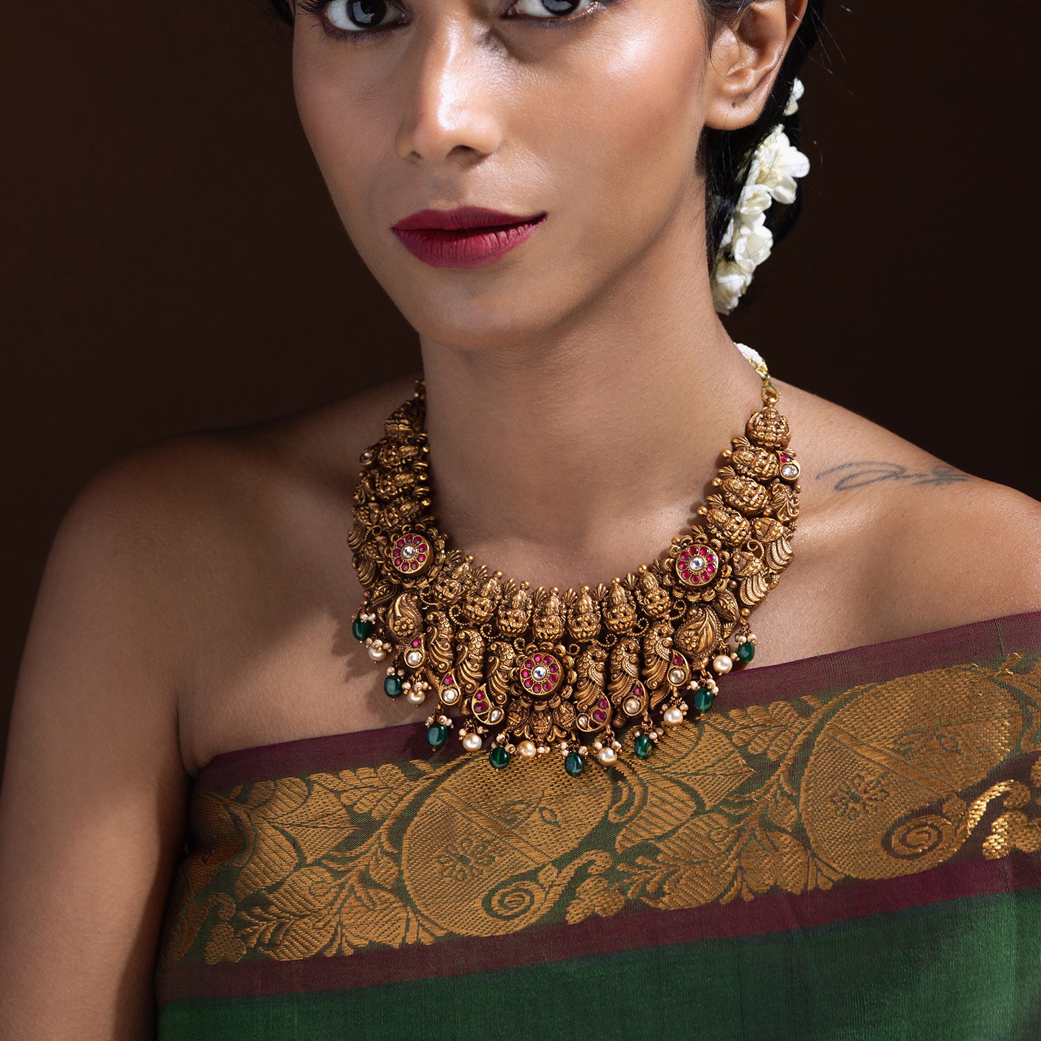 Aarna Lakshmi Long Necklace – Handcrafted silver jewelry in Chennai