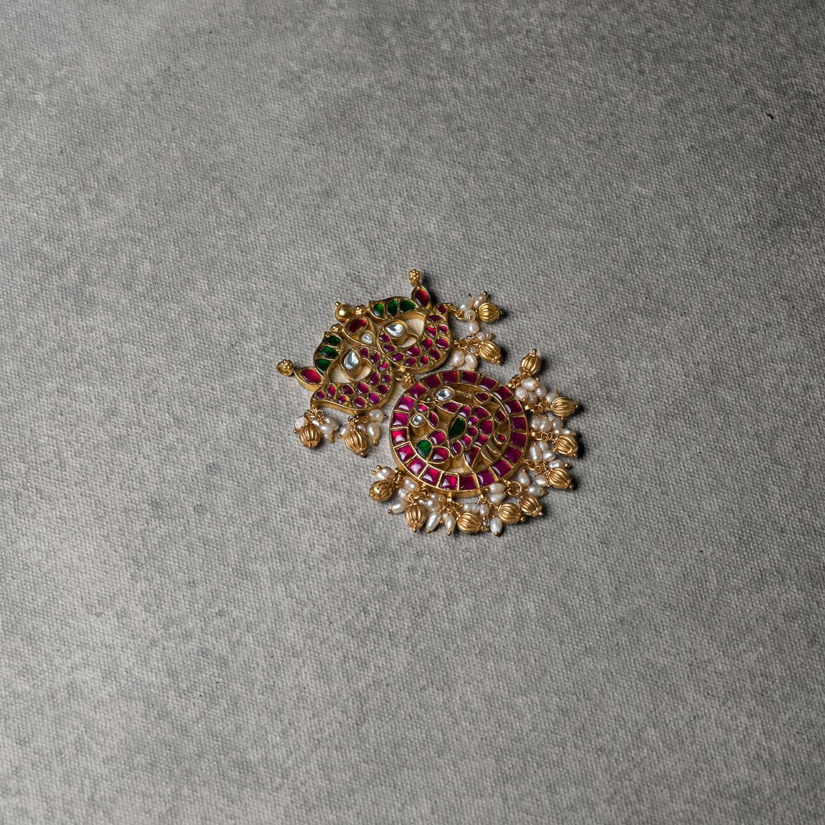 Alara handcrafted silver pendant with multicolor Kundan stones,Alara Pendant