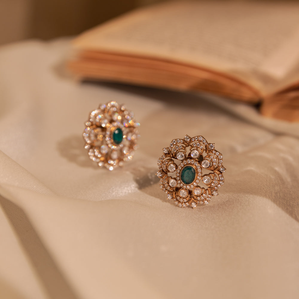 92.5 Sterling Silver Dese Queen's Love Victorian Earring Gold Plated