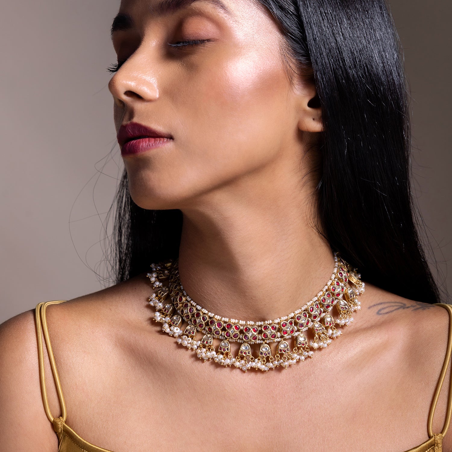 Emerlyn Necklace handcrafted in 92.5 silver with white sapphire stones