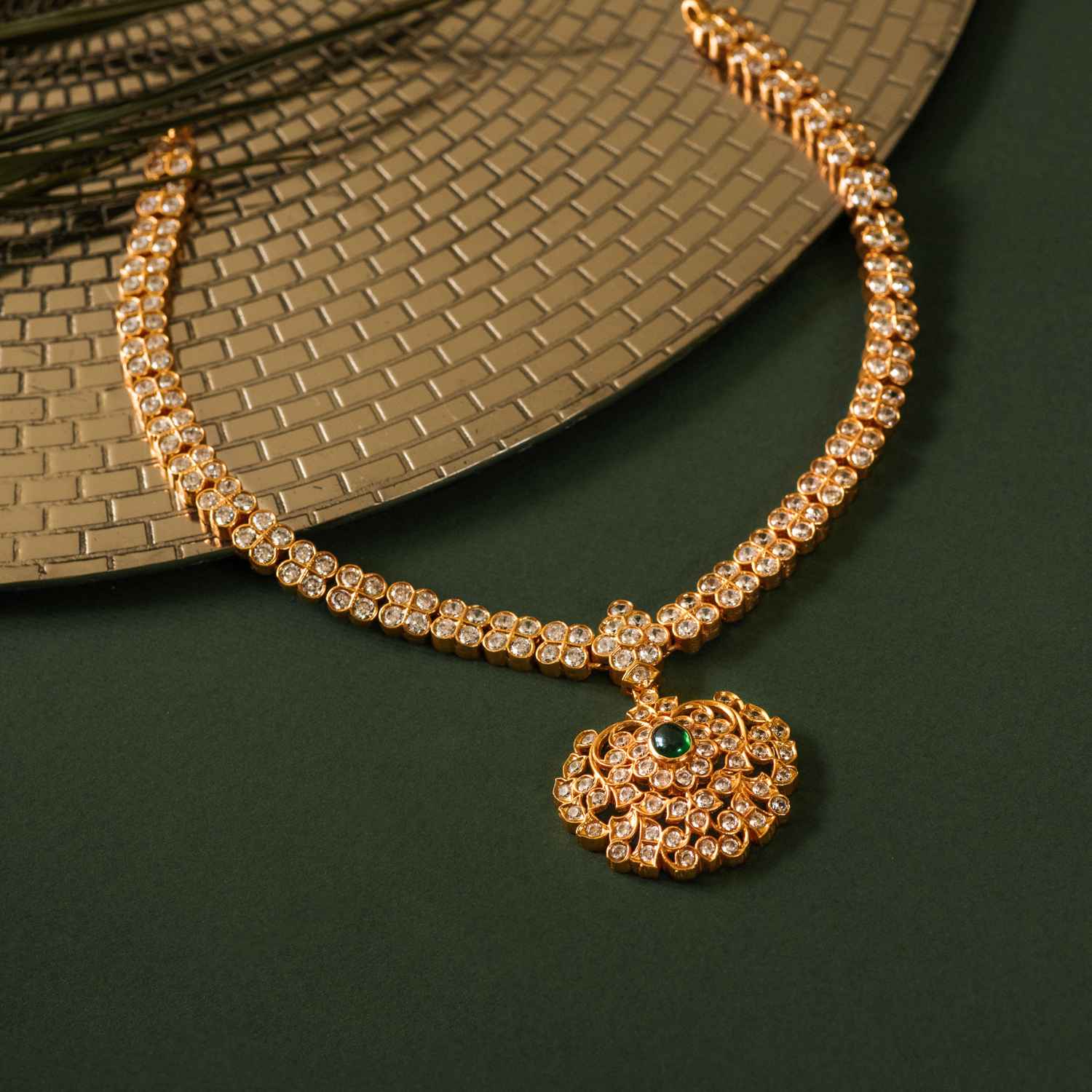 92.5 Sterling Silver Kavya Classic Attigai Choker Gold Plated