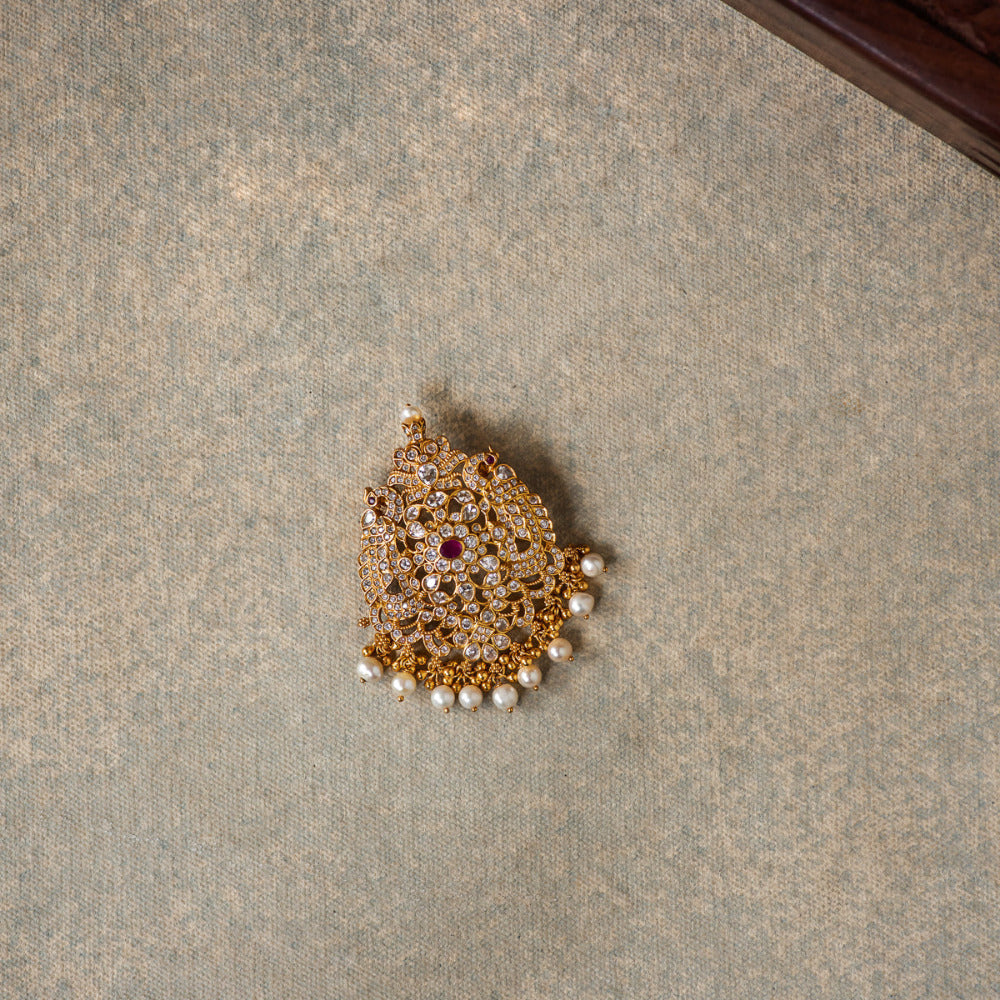 92.5 Sterling Silver Marva Stone Pendant Gold Plated