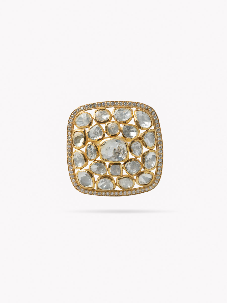 Ara Square Moissonite Polki Ring