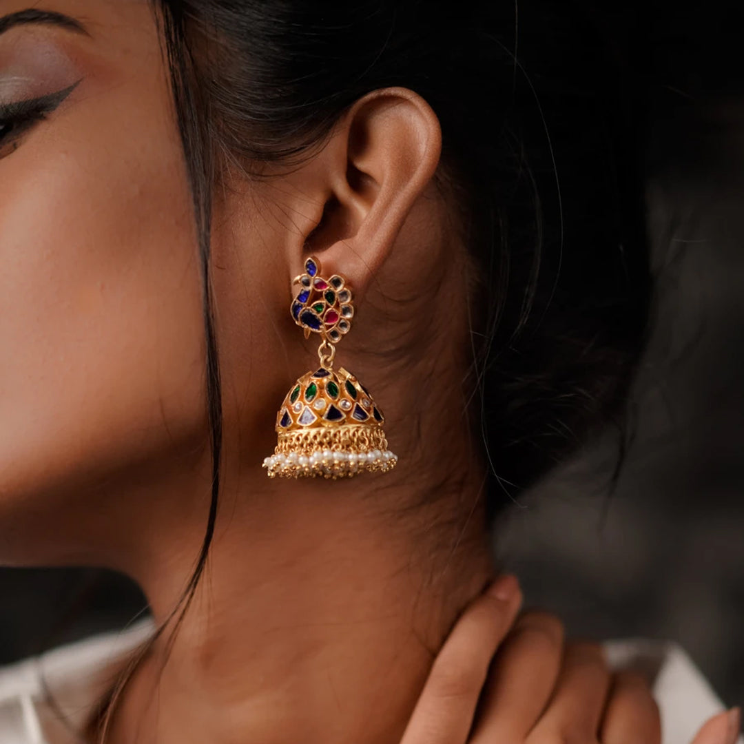 92.5 Sterling Silver The Colour Bytes Earring Gold Plated