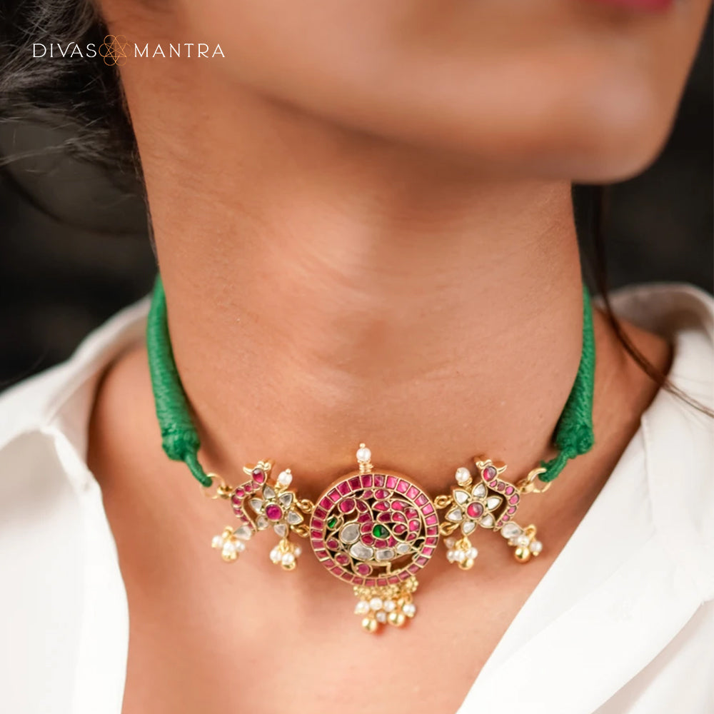 92.5 Sterling Silver Uphar Choker Gold Plated