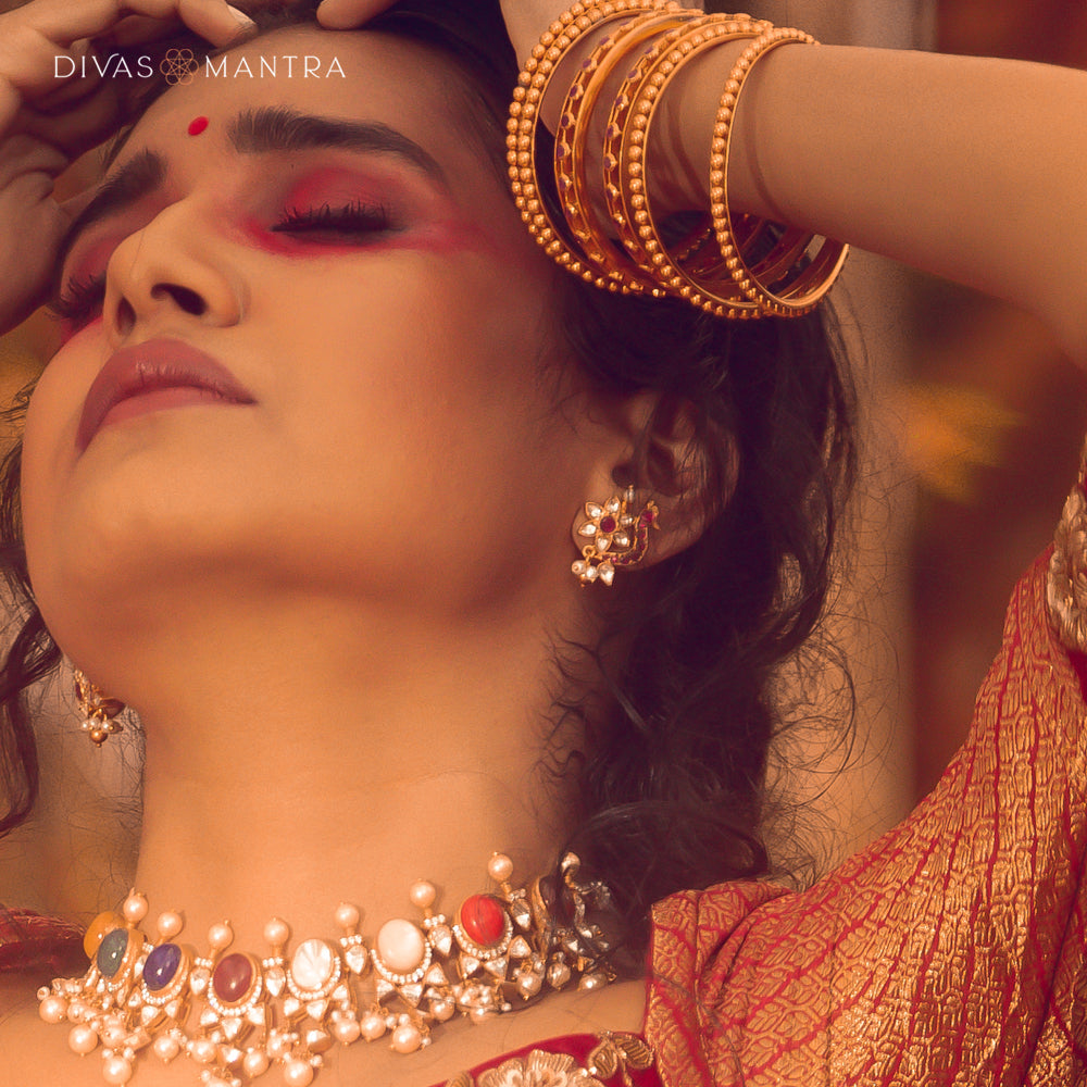 92.5 Sterling Silver Uphar Earring Gold Plating