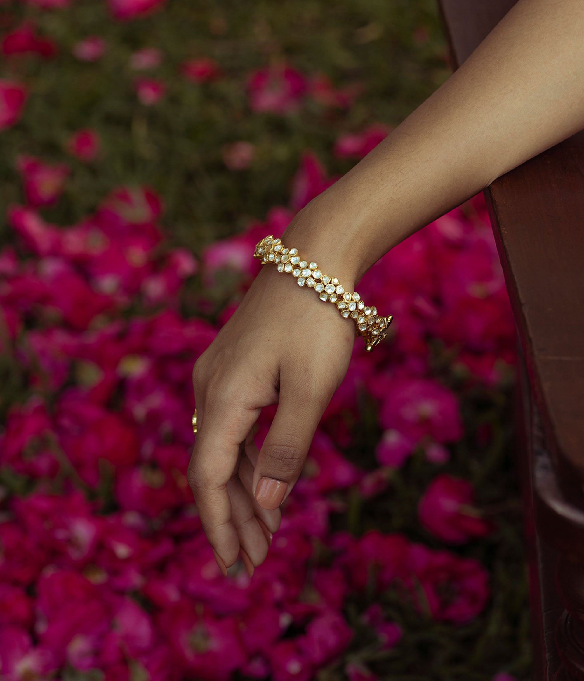 Ma Oui Flower Moissonite Polki Bangle