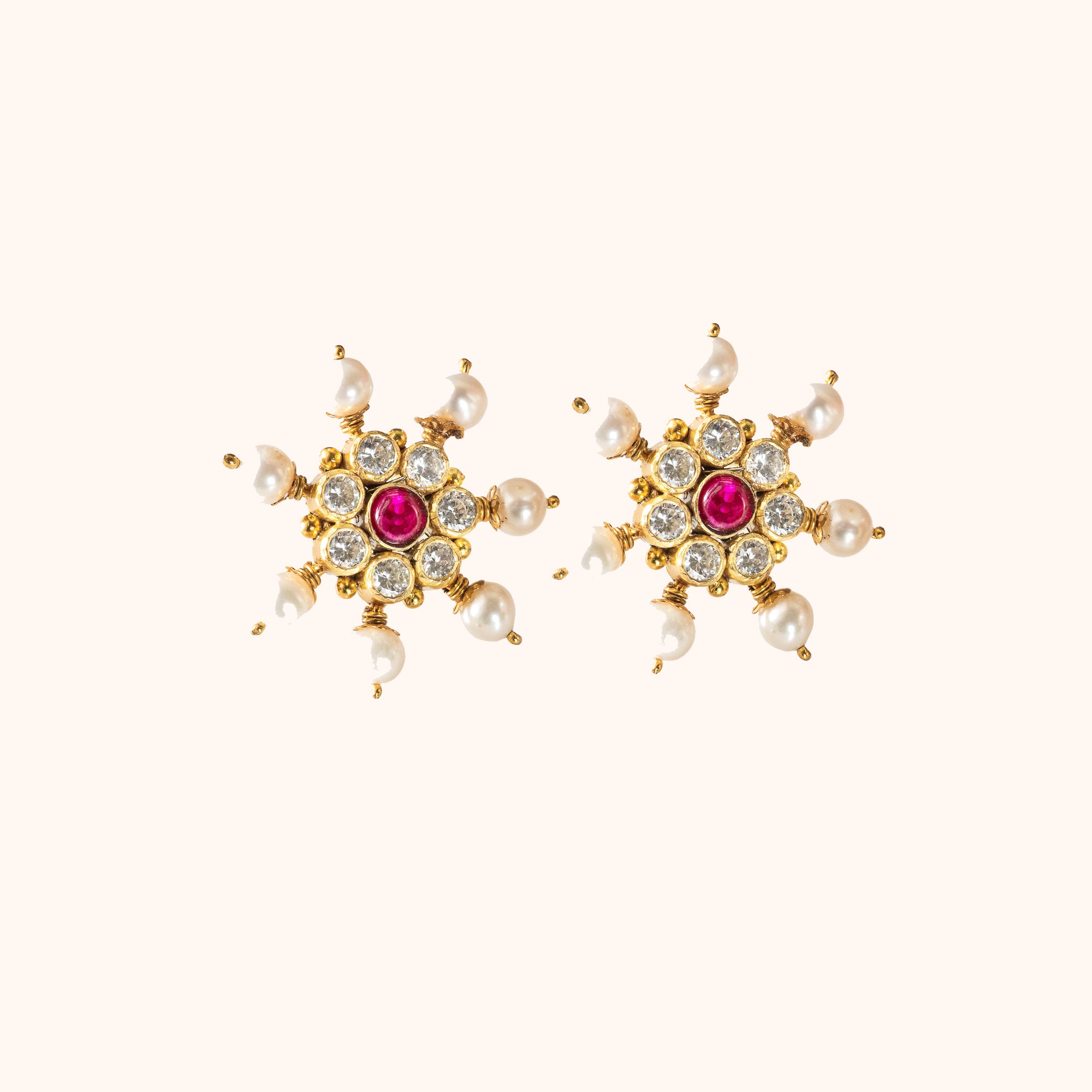 92.5 Sterling Silver Sunflora Stone Earrings Gold Plated