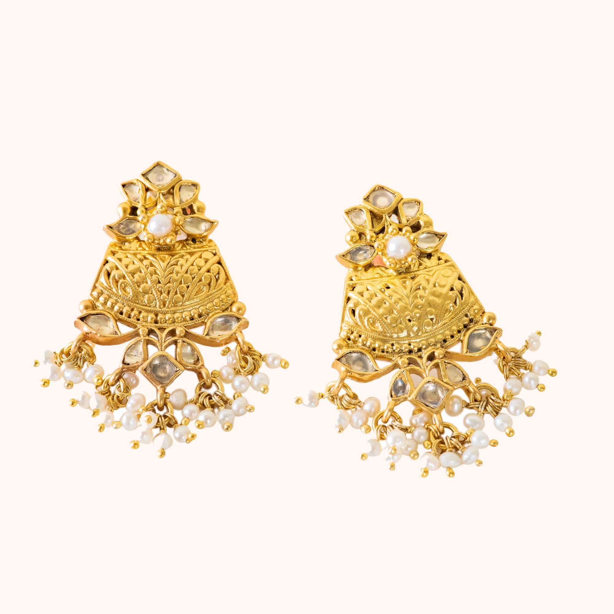 92.5 Sterling Silver Elena Temple Earrings Gold Plated