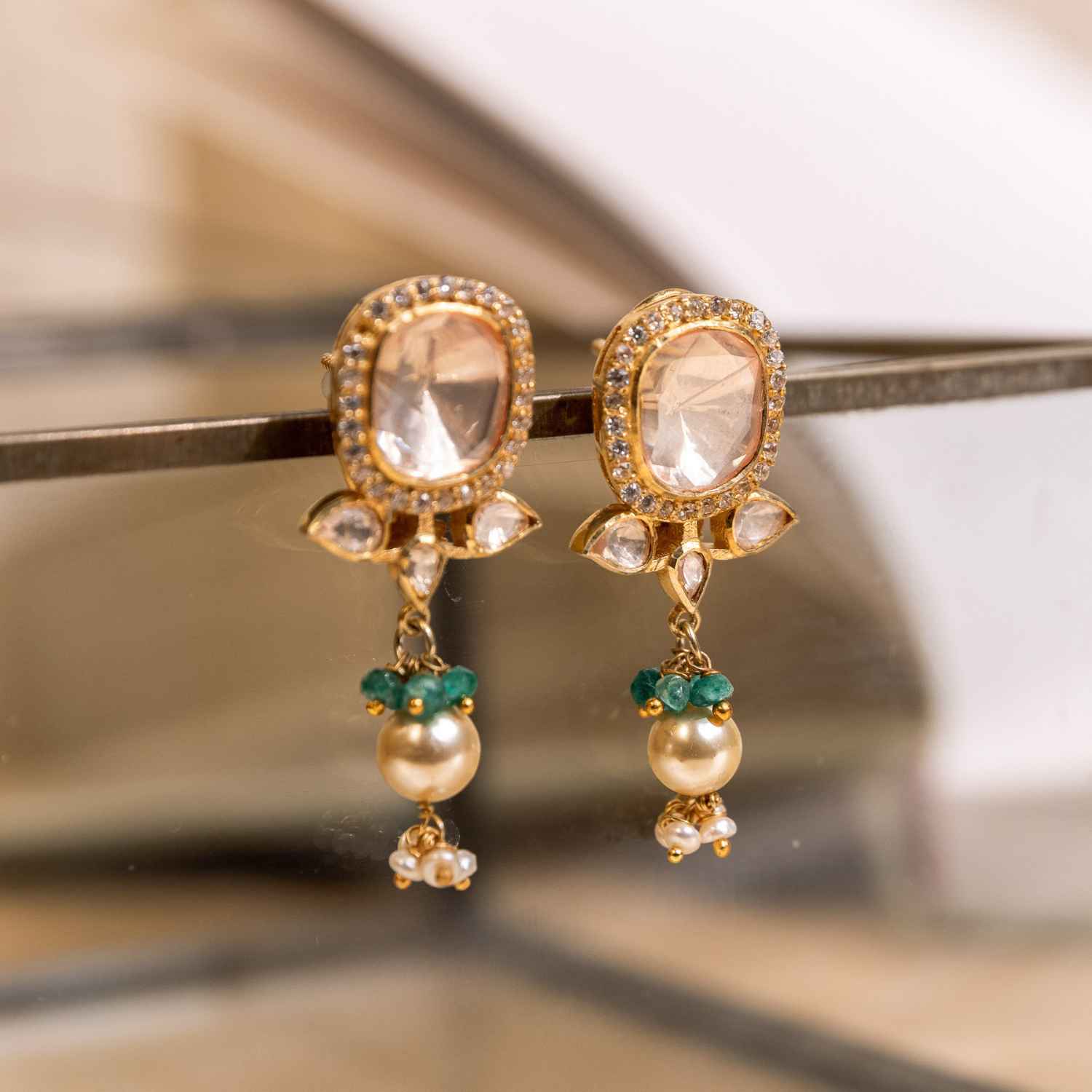Riya Elegant Moissanite Pearl Earrings