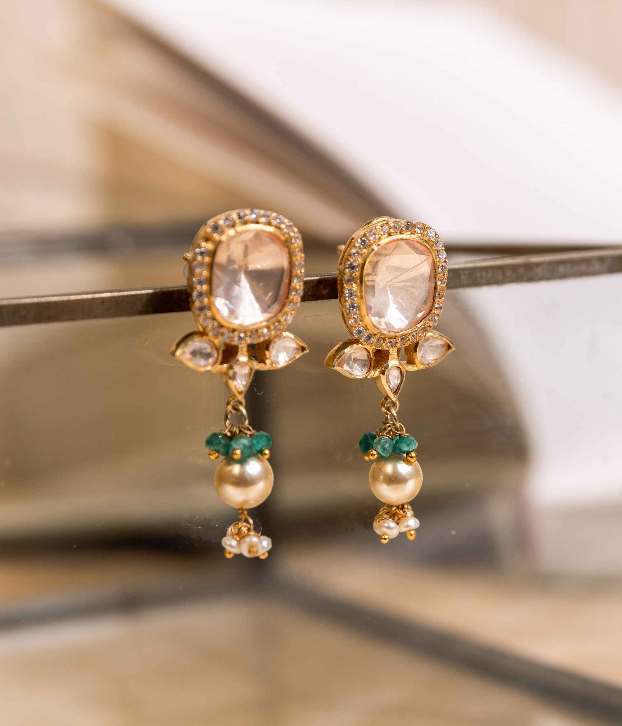 Riya Elegant Moissanite Pearl Earrings