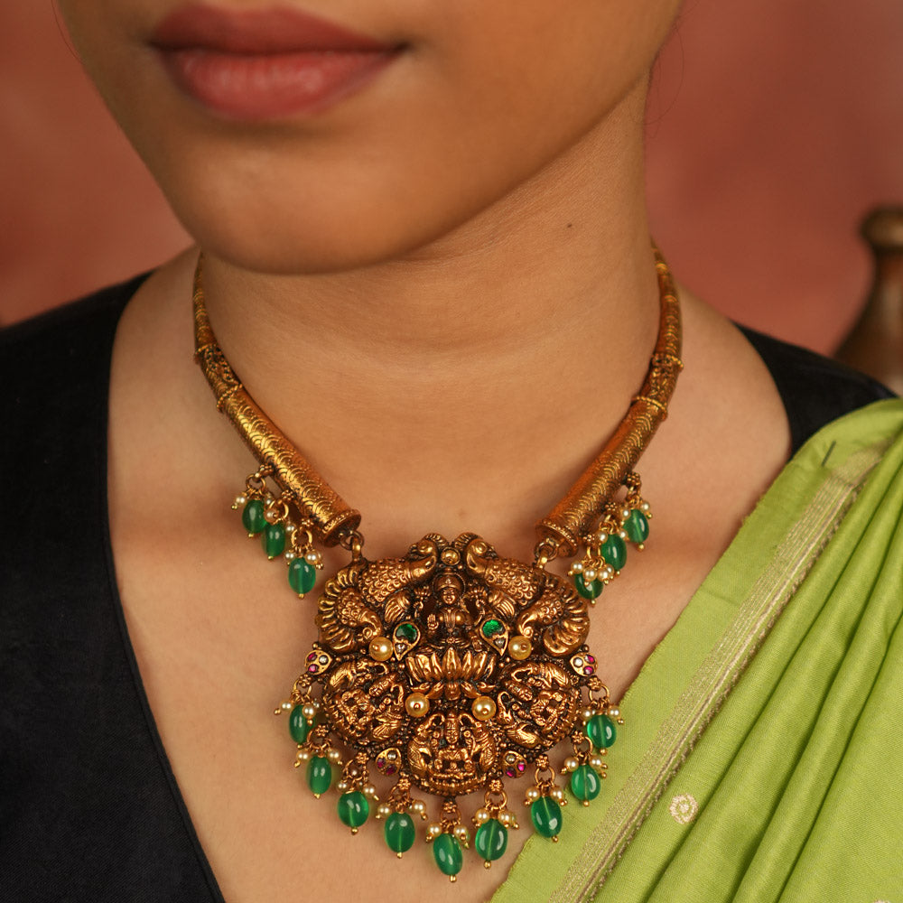 Anala Necklace handcrafted in 92.5 silver with kundan stones

