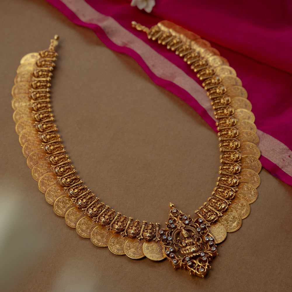 Temple Necklace with White Kundan Stone, themed around Tribal.