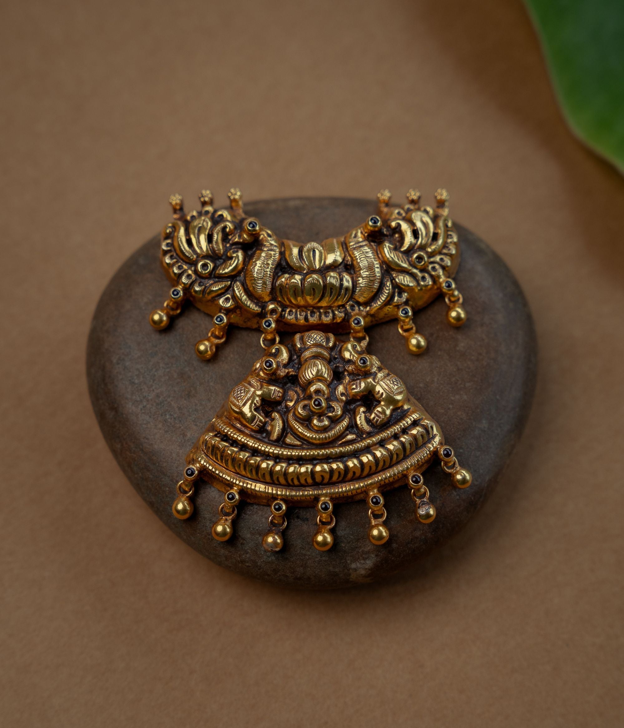 Temple Pendant with Red Spinal Stone, themed around Lotus.