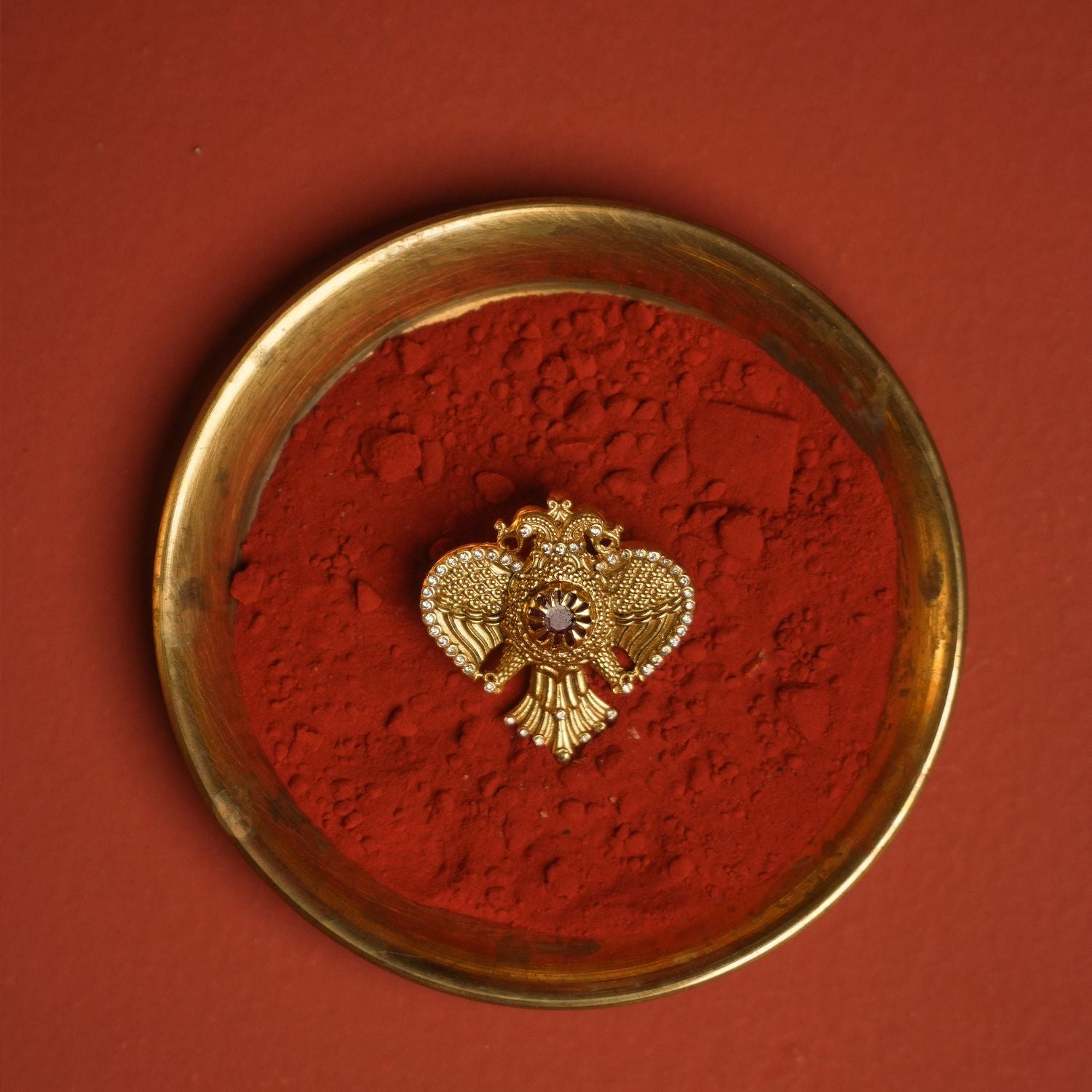 Garuda pendant with red stone, 925 silver with 22ct gold plated