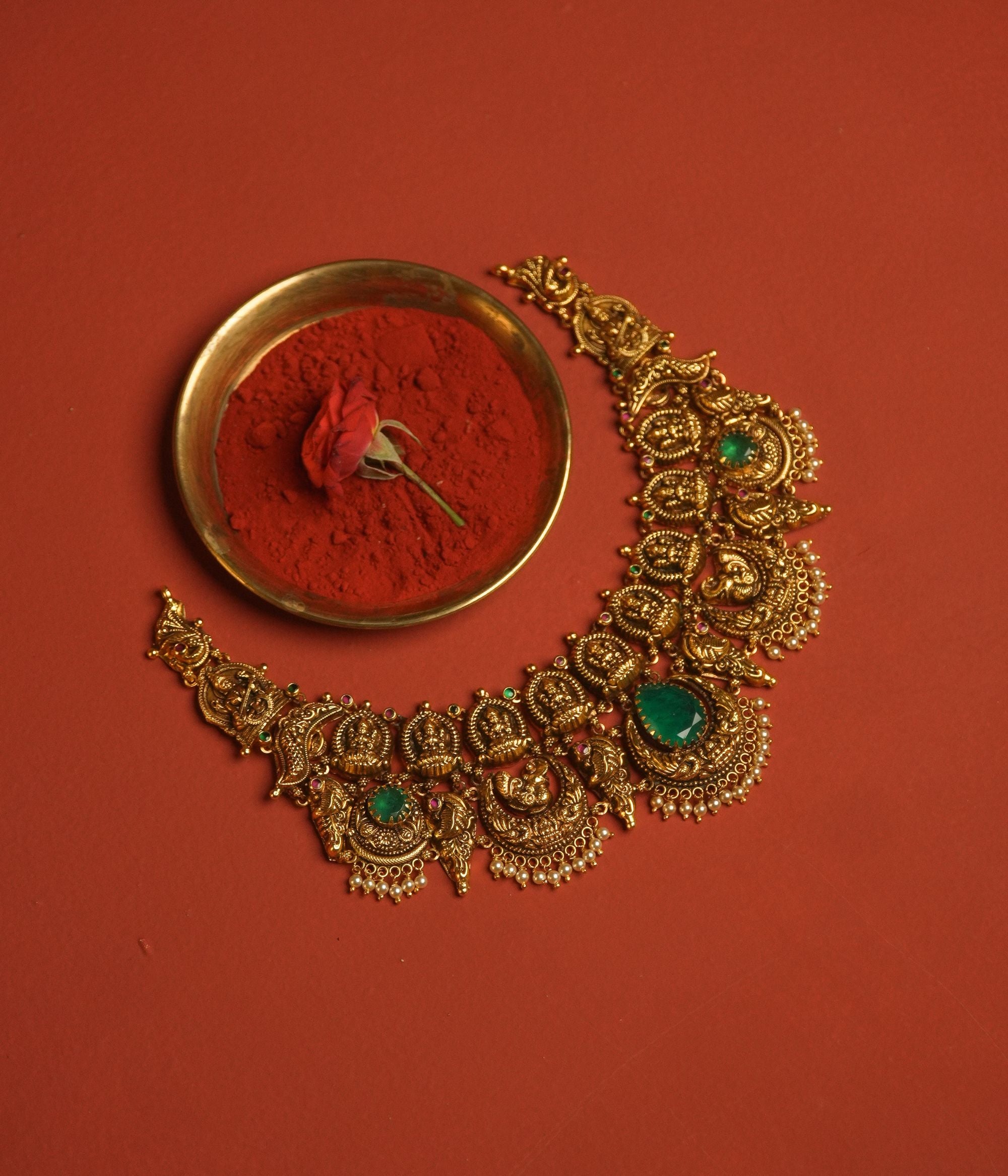 Gauri necklace , dinakas short necklace , 925 silver