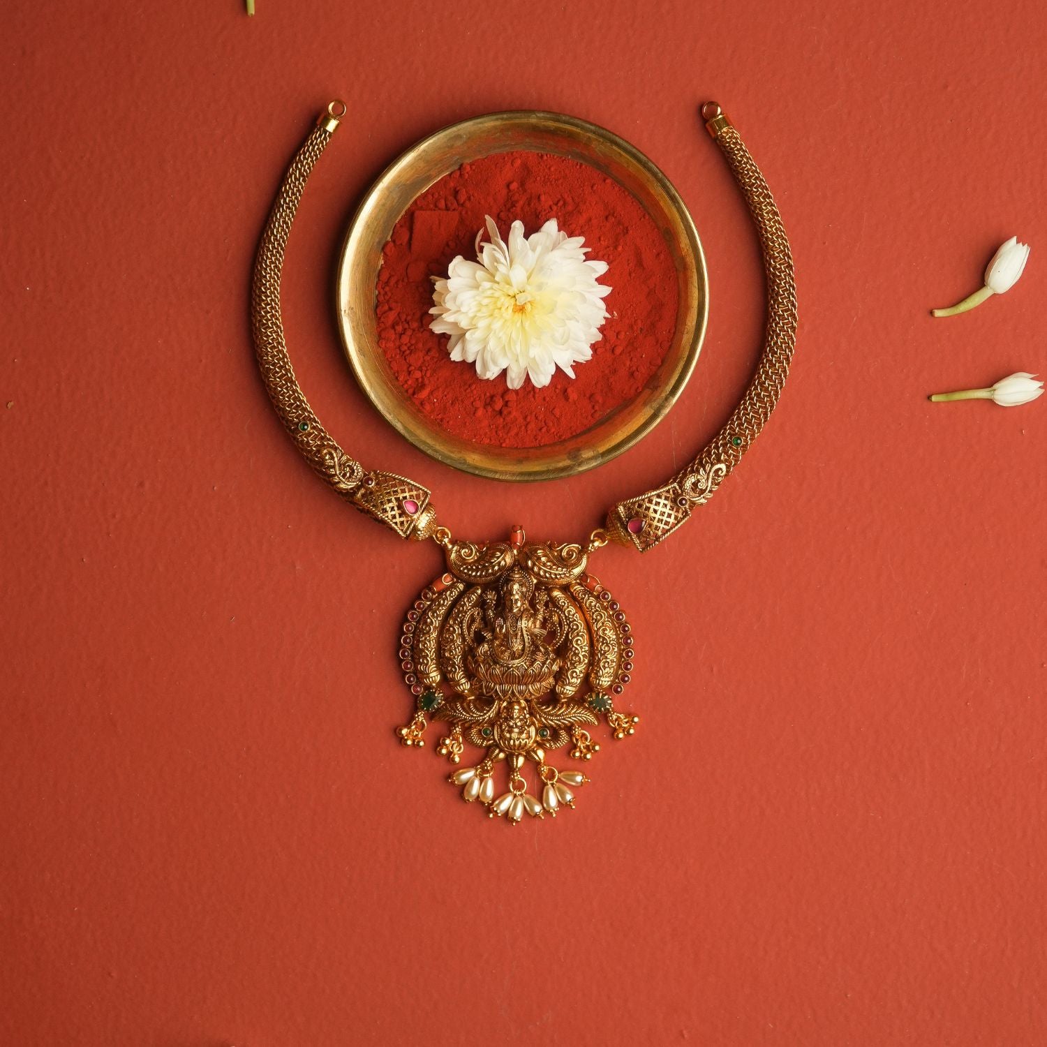 Dhyana temple necklace 92.5 silver deity motif