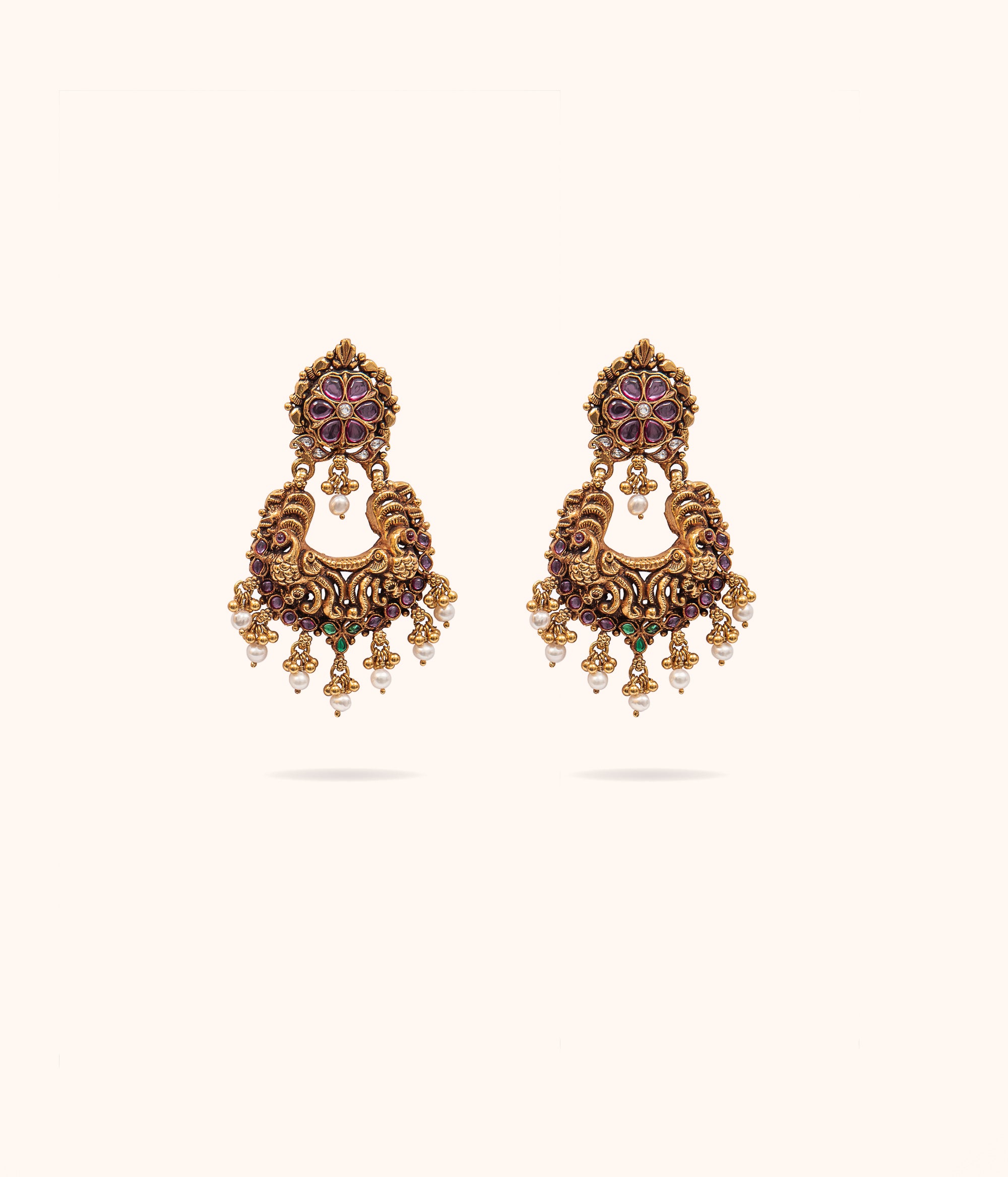 Suba Nakshi Antique Chandbali Earrings