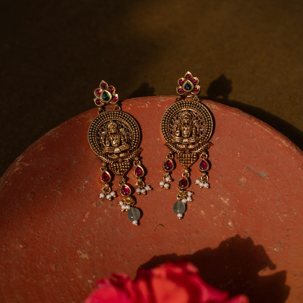 Samhita Lakshmi silver temple earrings – DivasMantra Chennai