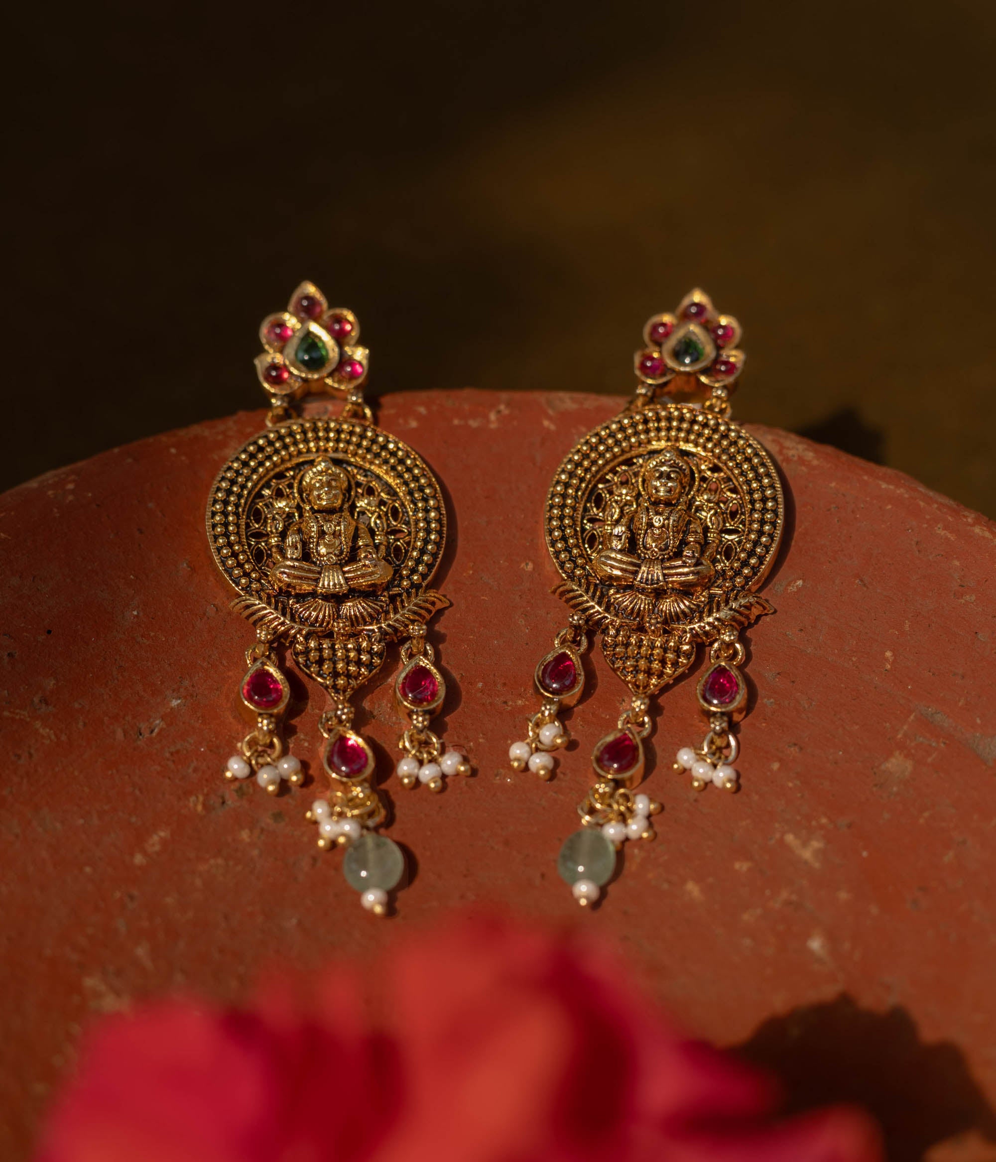 Traditional bridal earrings in 92.5 sterling silver – temple style