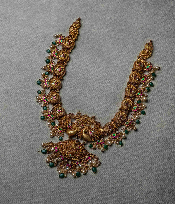 Pallavi Antique Deep Nakshi Long Necklace