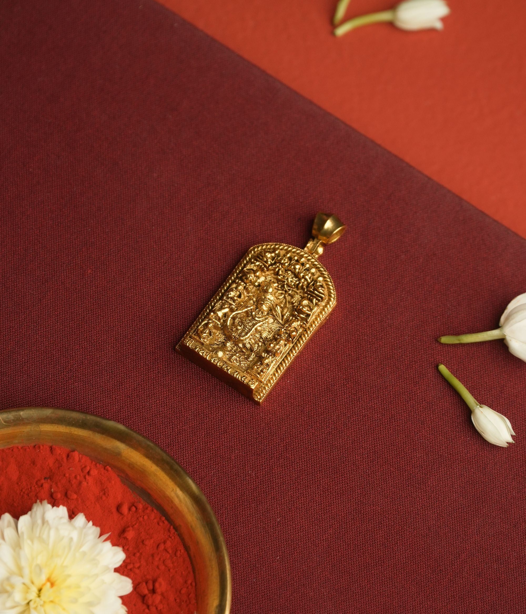 Ananta Chandra Statement Silver Pendant for Festive Wear