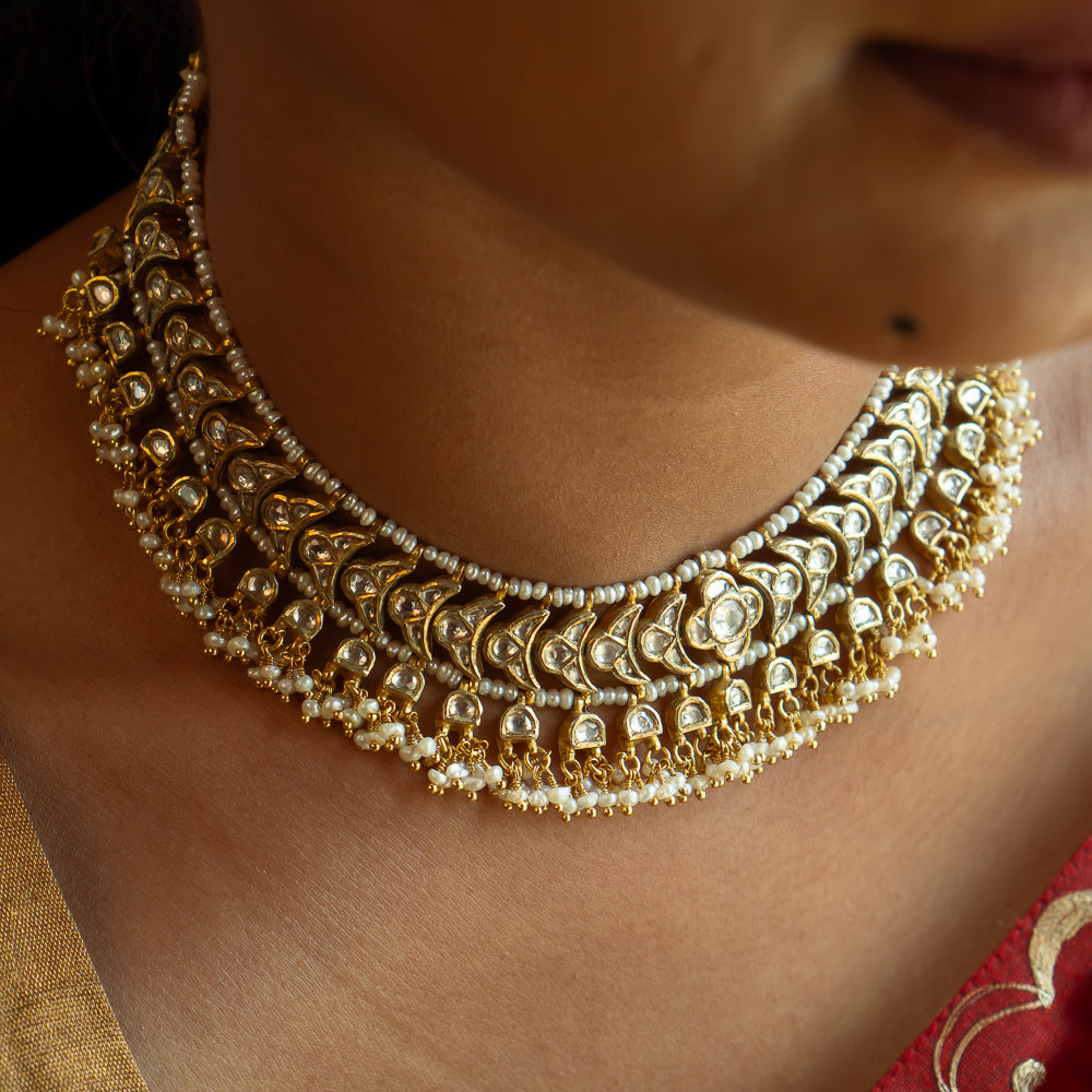 92.5 Sterling Silver Firoza Necklace Gold Plated