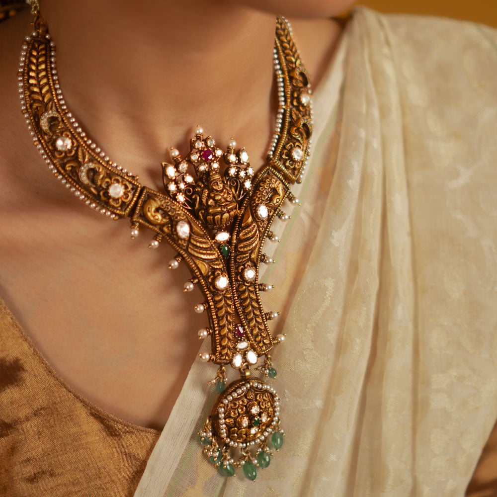 92.5 Sterling Silver Aadhya Necklace Gold Plated