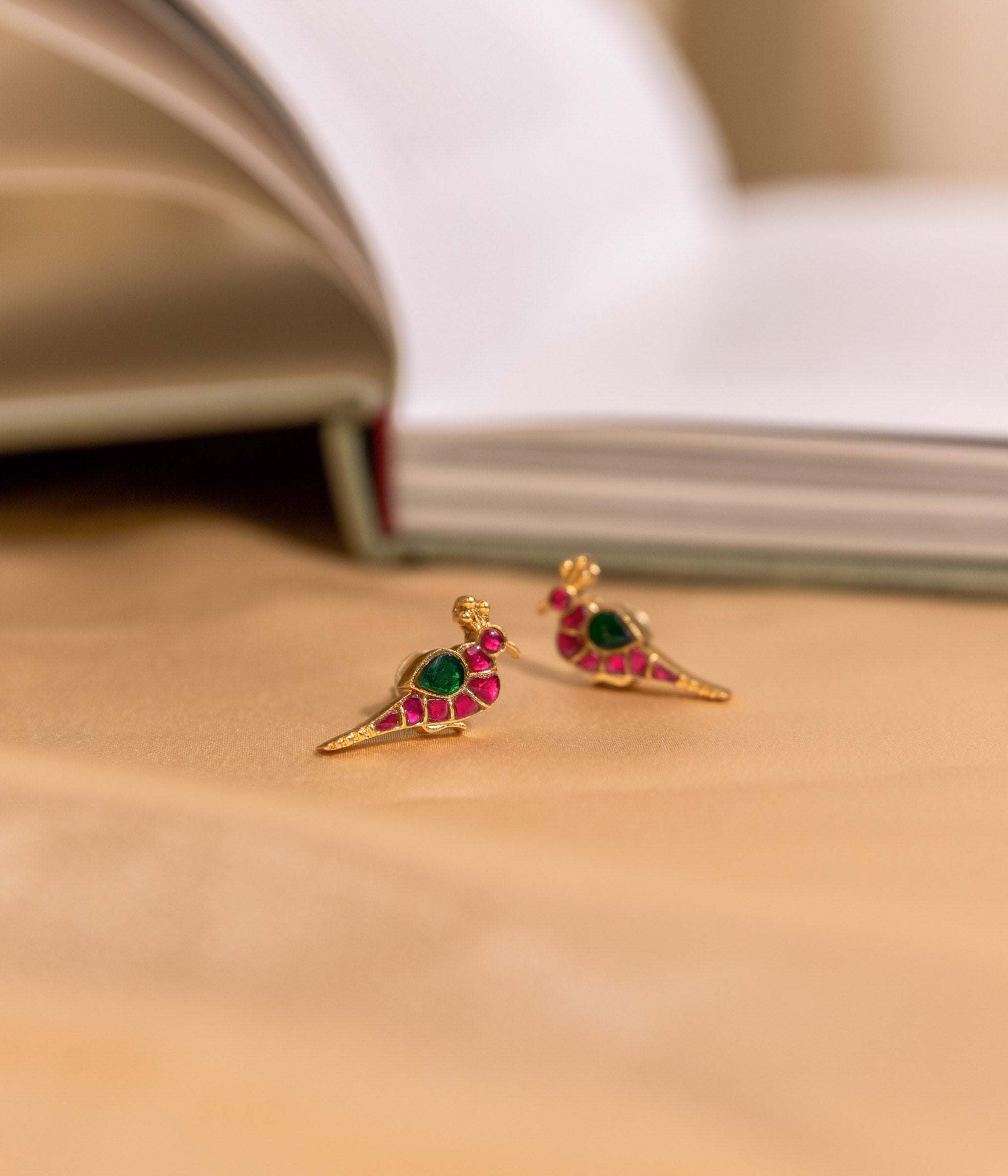 First Love Peacock Gold Earrings-Candere by Kalyan Jewellers