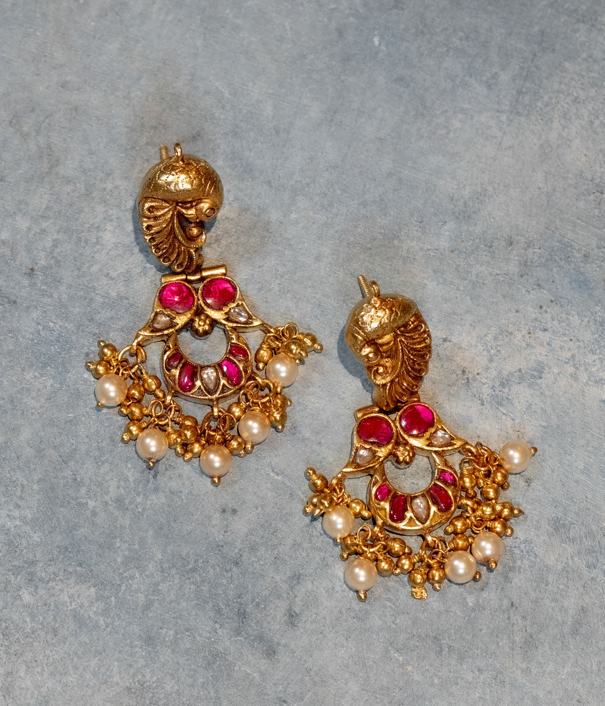 Buy Gold Plated Kira Petals Stone Studded Chandbali Earrings by