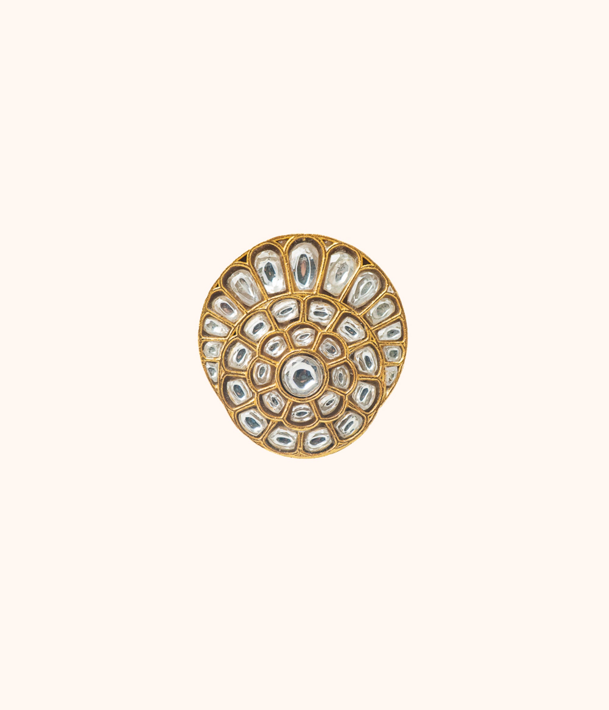 Kreshya Kundan Gold Plated Silver Ring