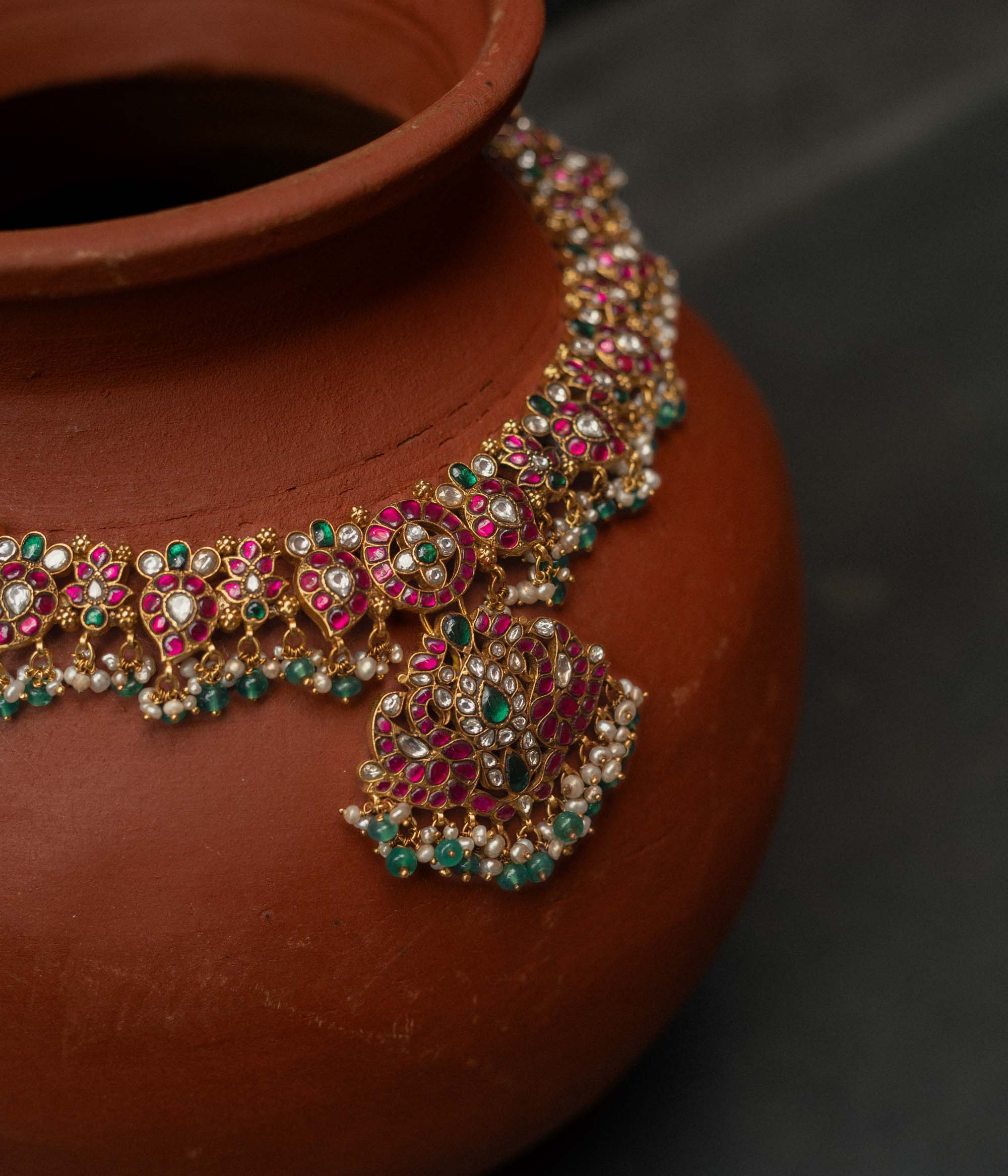 DivasMantra 92.5 Silver and Gold-Plated Kundan Necklace for brides in Chennai

