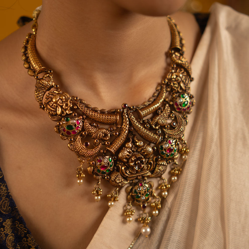 92.5 Sterling Silver Kashvi Necklace Gold Plated