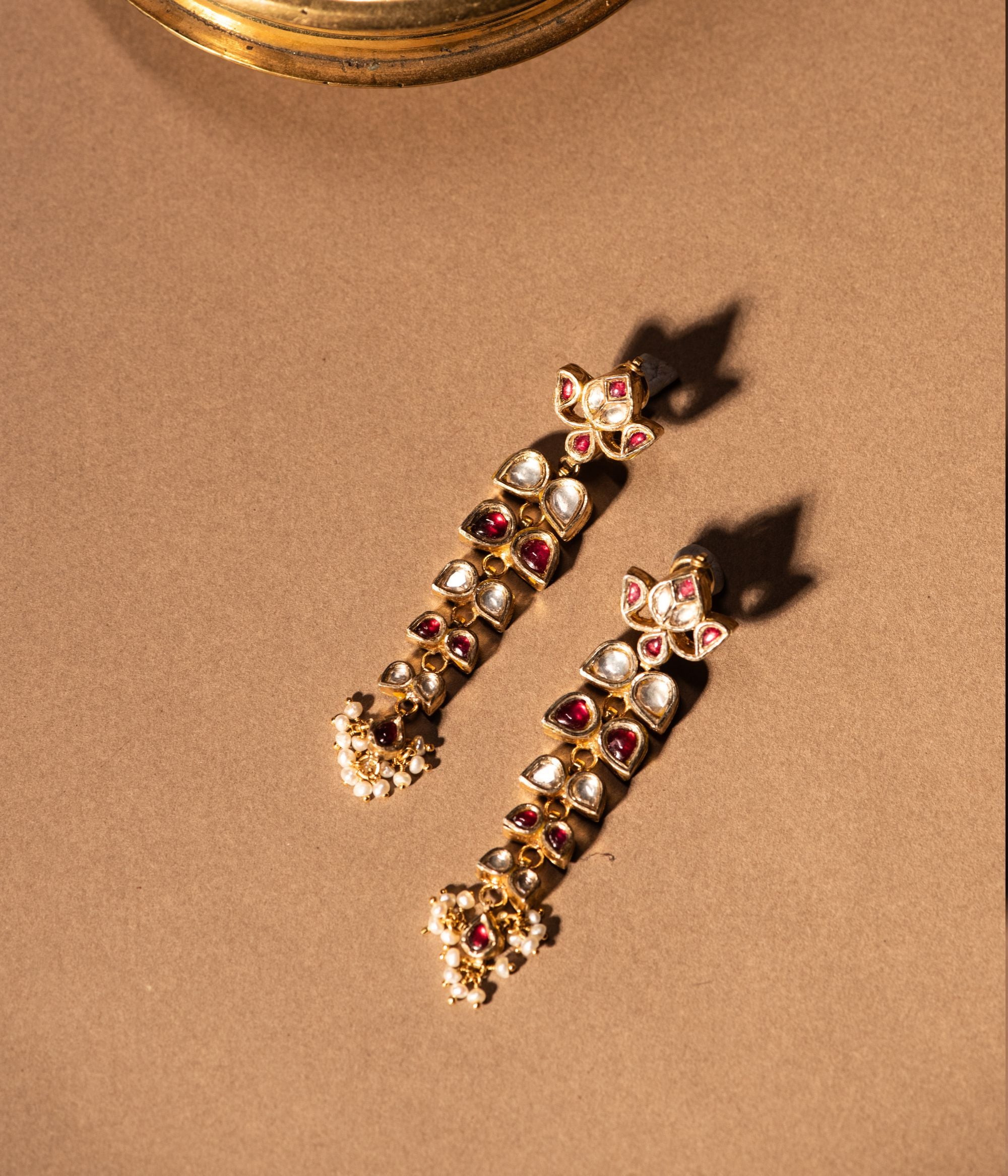 Traditional Jhanvi Earrings with Gold Plating and Push Fastening