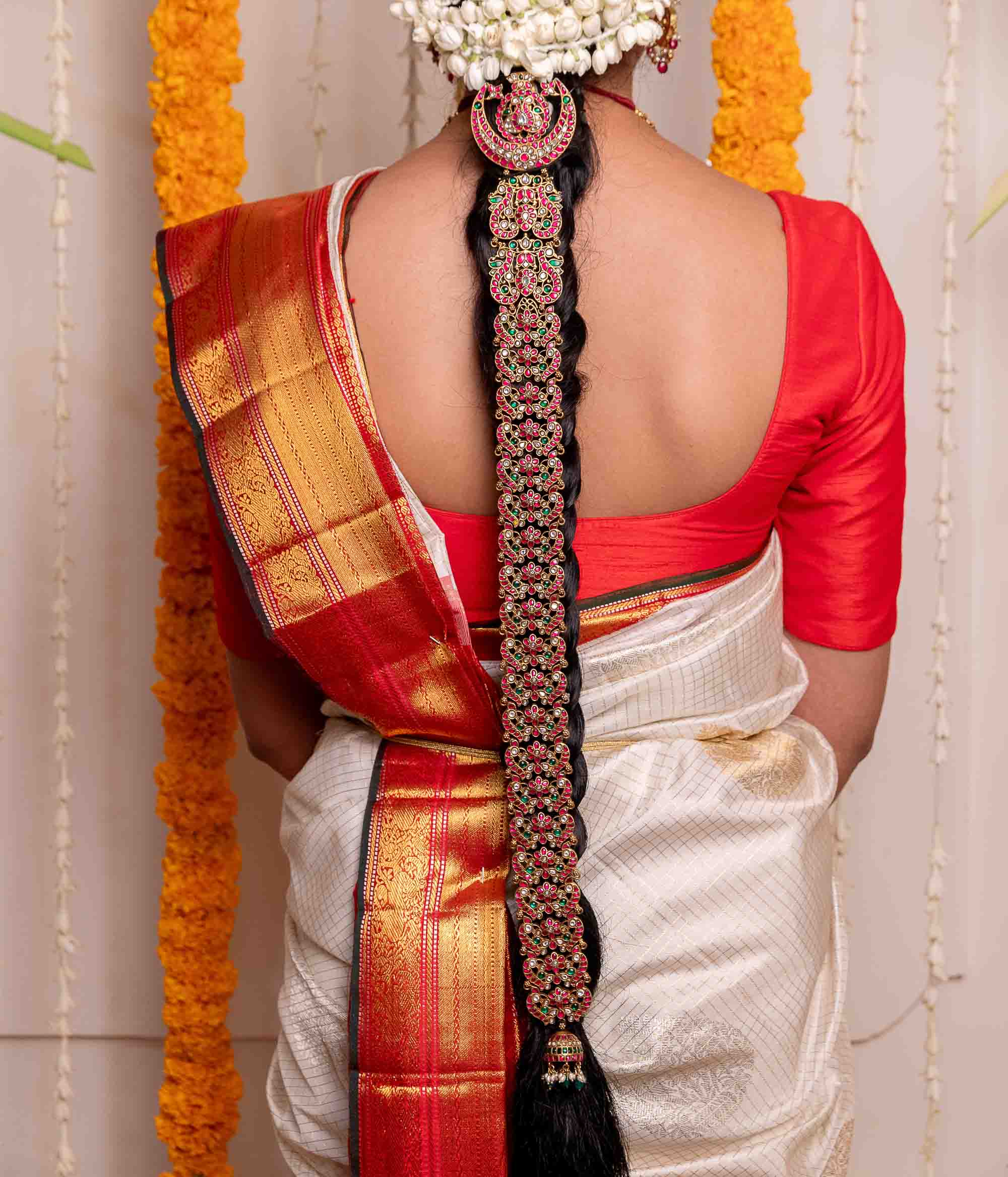 Lai Red And Green Kundan Hair Jada