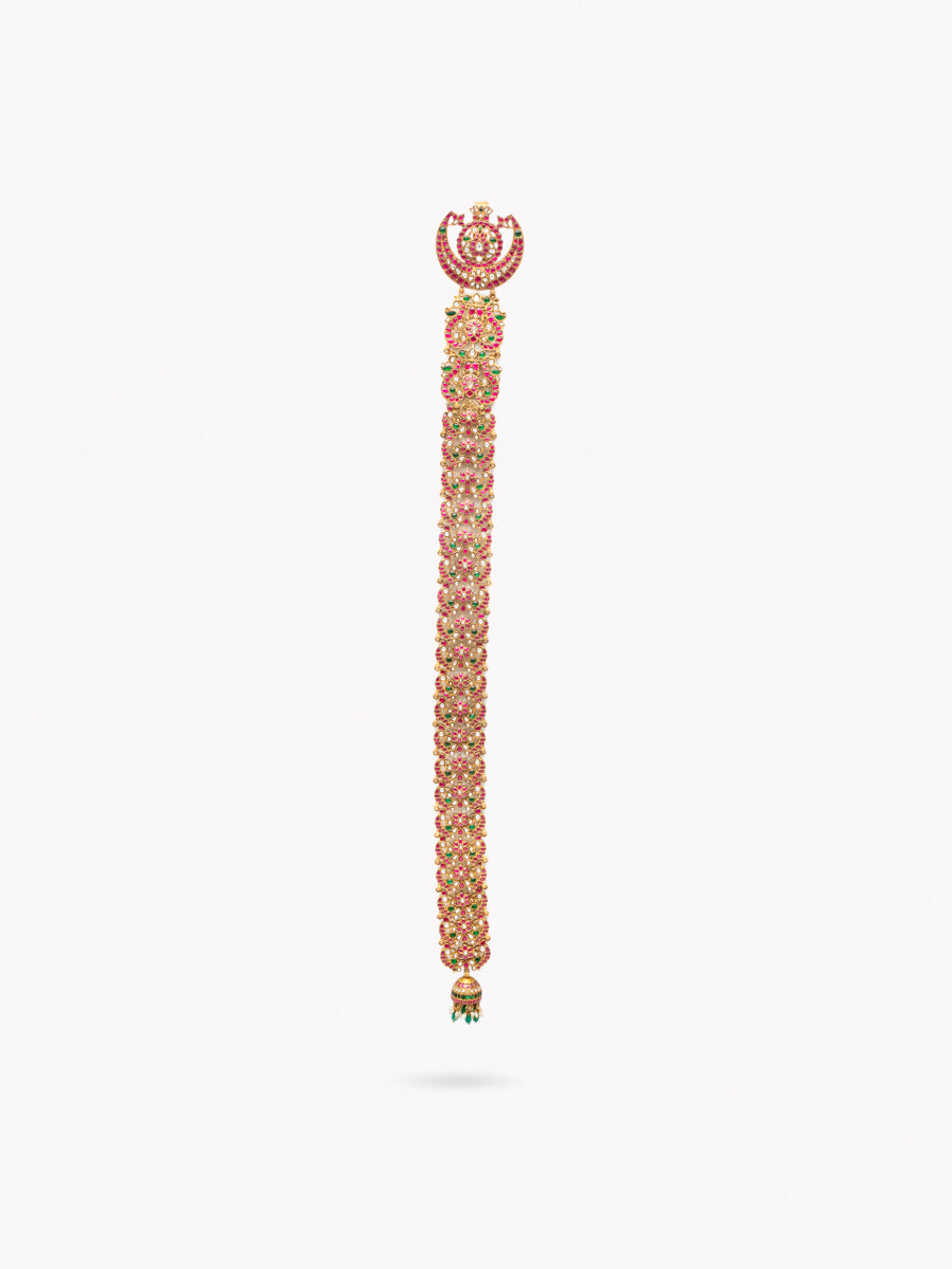 Lai Red And Green Kundan Hair Jada