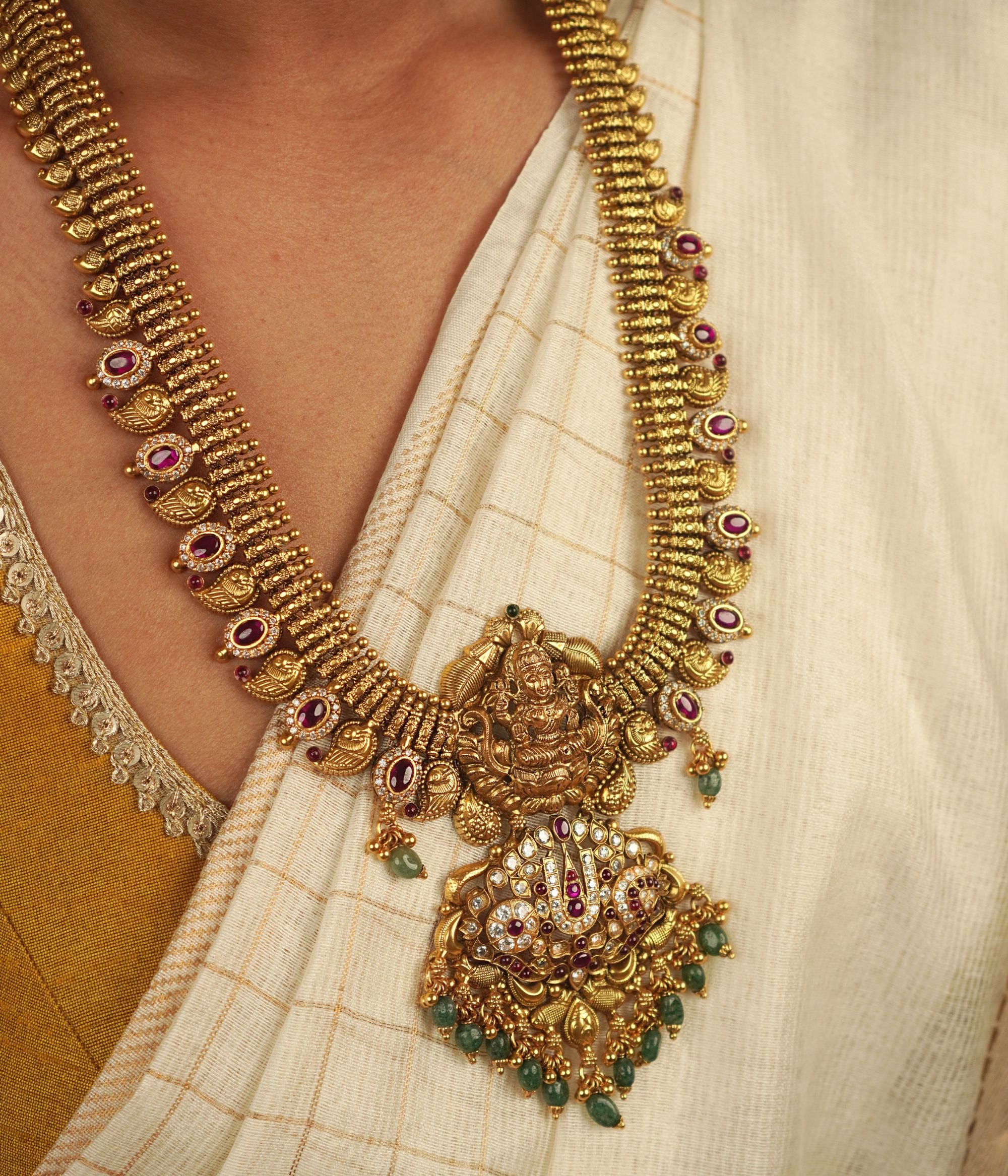 Lapa Temple Nakshi Lakshmi Balaji Long Necklace