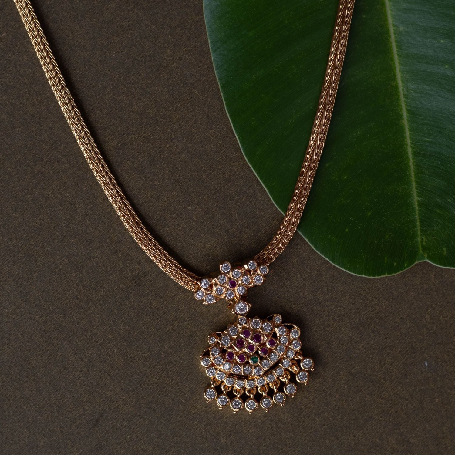 Exquisite handcrafted Necklace adorned with vibrant Swarovski , intricate  work, and detailing for a royal elegance.