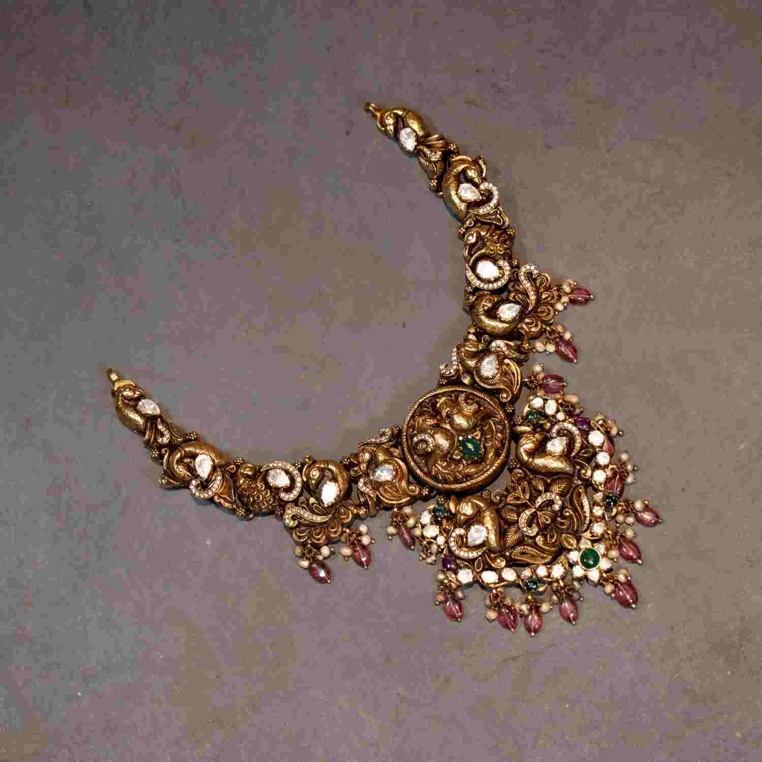 92.5 Sterling Silver Chaytra Emple Necklace Gold Plated