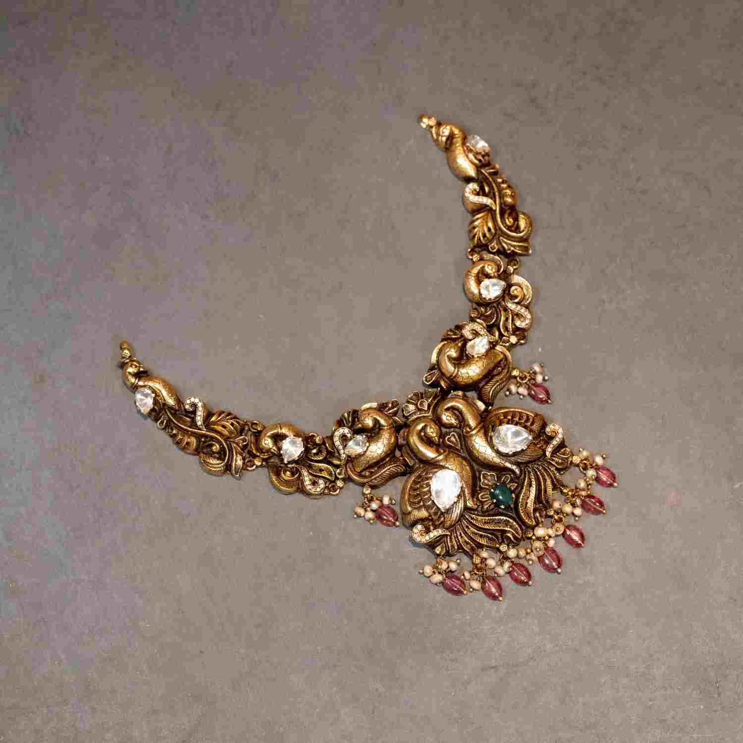 92.5 Sterling Silver Dwaitha temple necklace Gold Plated