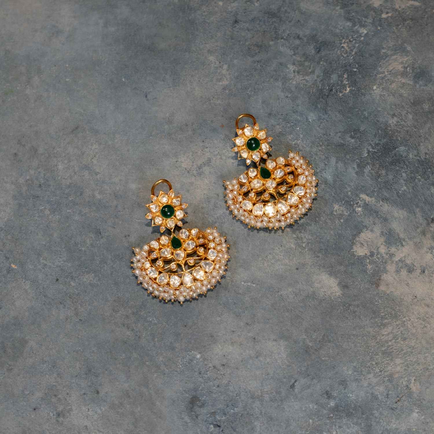 92.5 Sterling Silver Jana Polki Earring Gold Plated