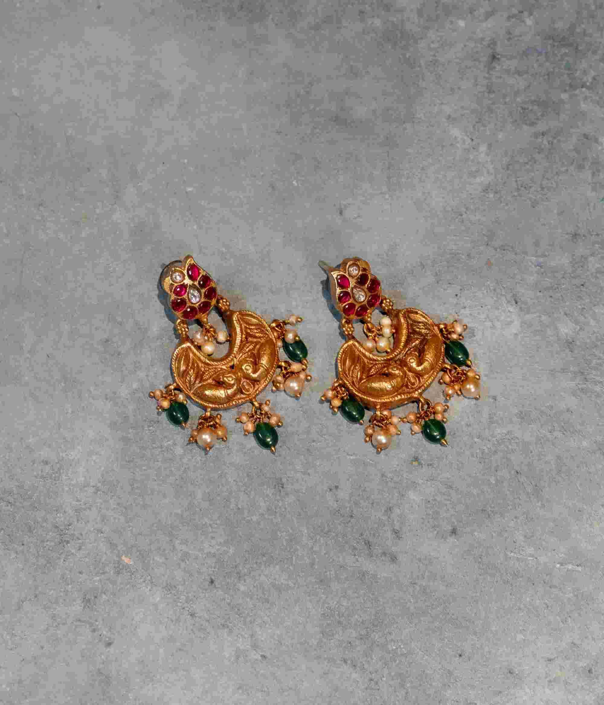 92.5 Sterling Silver Vahini Temple Earrings Gold Plated