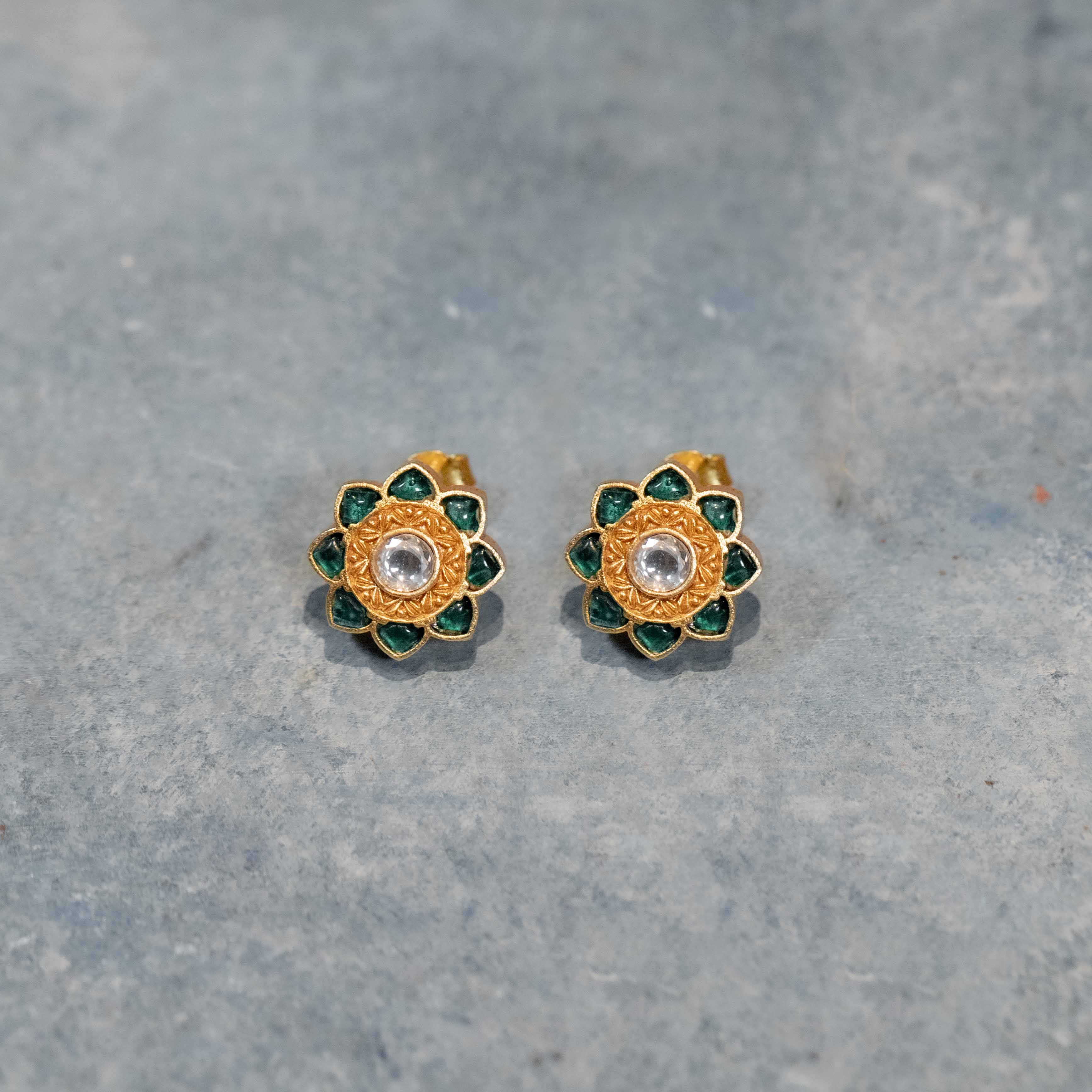92.5 Sterling Silver Abha Studs Gold Plated