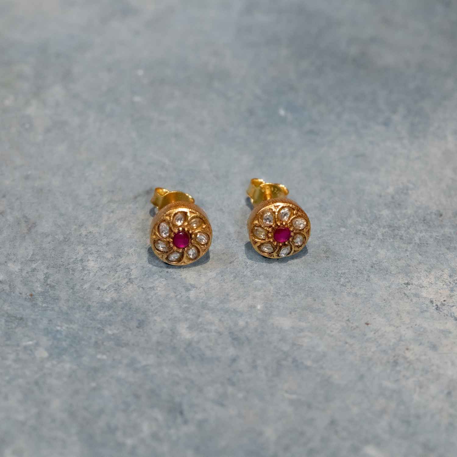 92.5 Sterling Silver Divya Studs Gold Plated