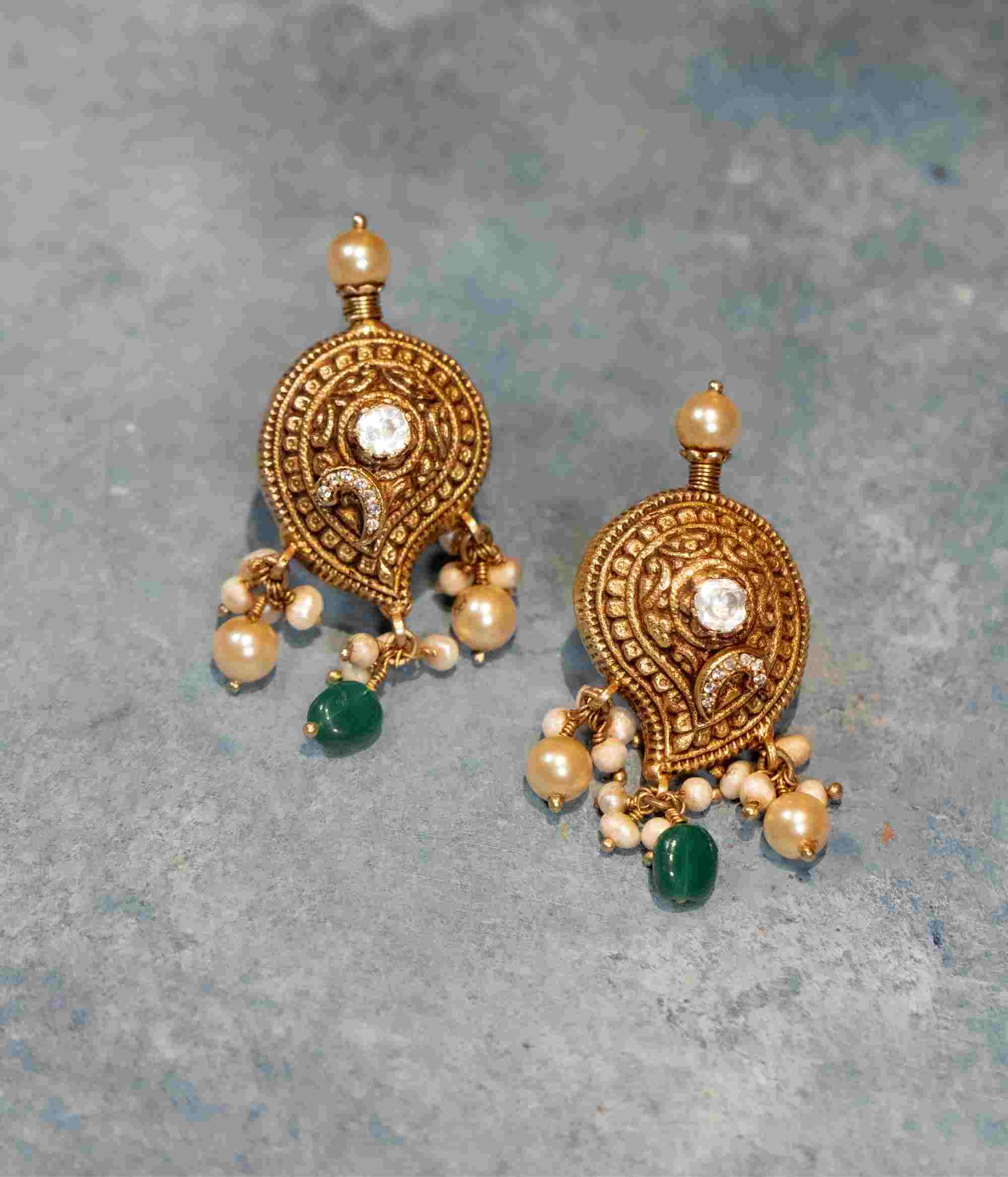 92.5 Sterling Silver Roopa Temple Studs Gold Plated