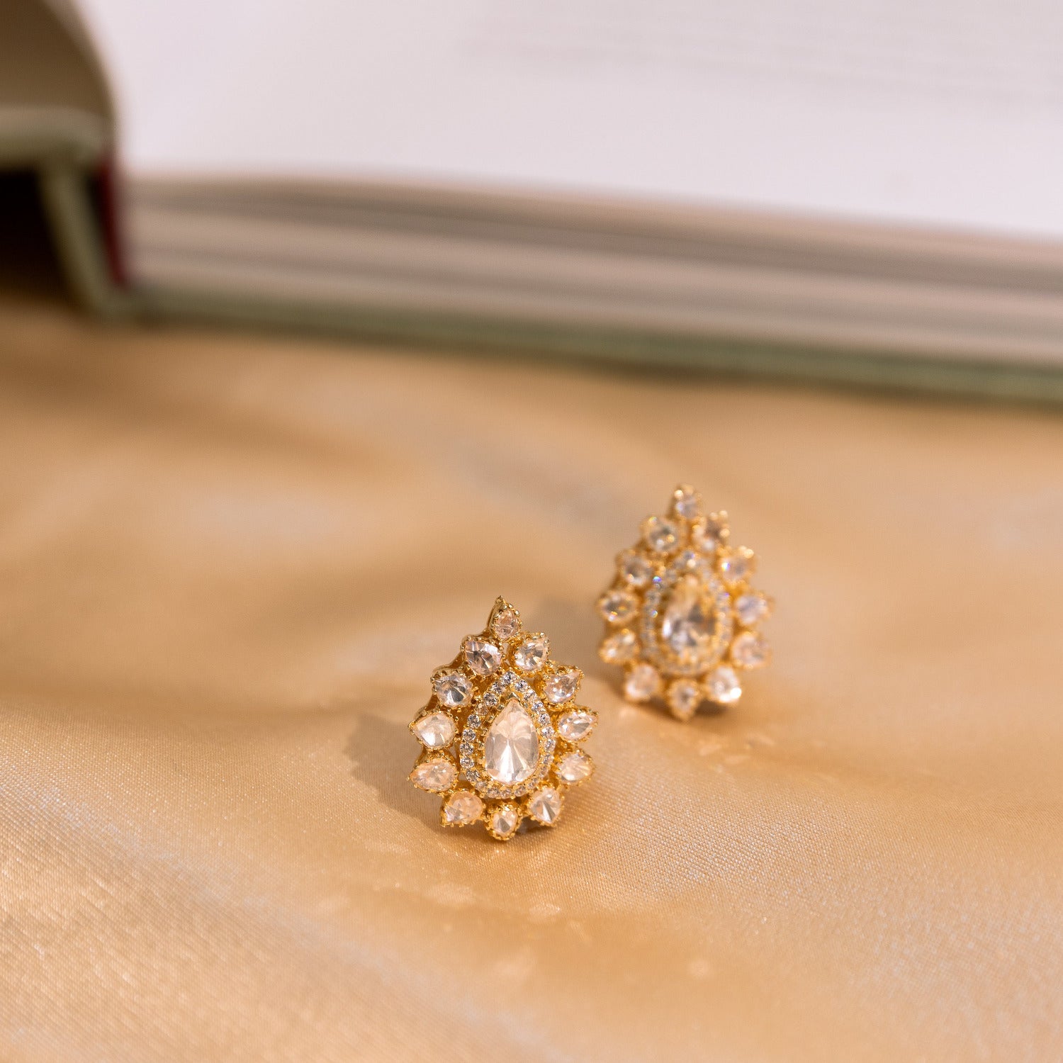 Moggu Moissonite Gold Plated Silver Earrings