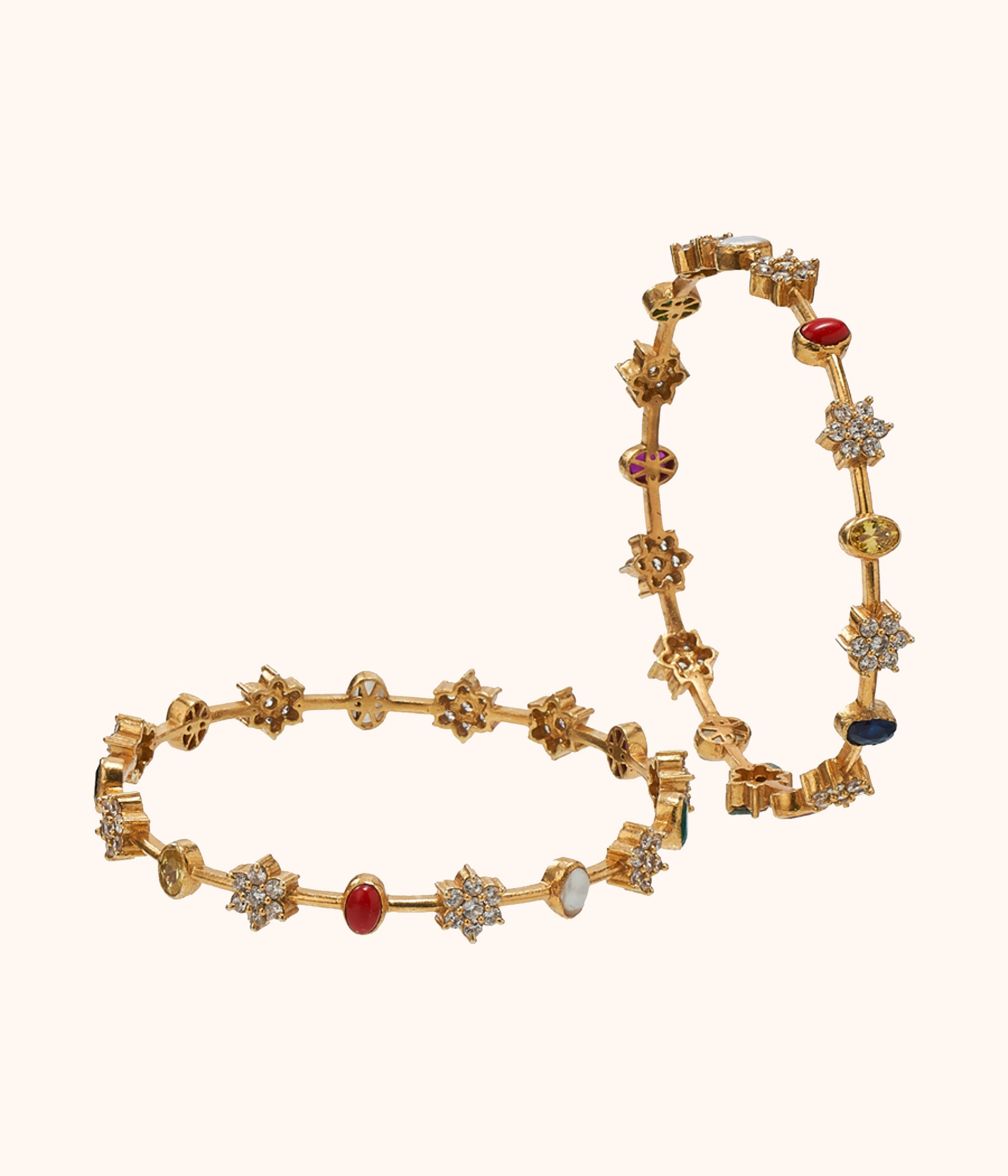 Close-up of handcrafted Flora Gem Bangles – DivasMantra