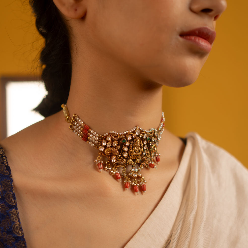 92.5 Sterling Silver Nirja choker Gold Plated