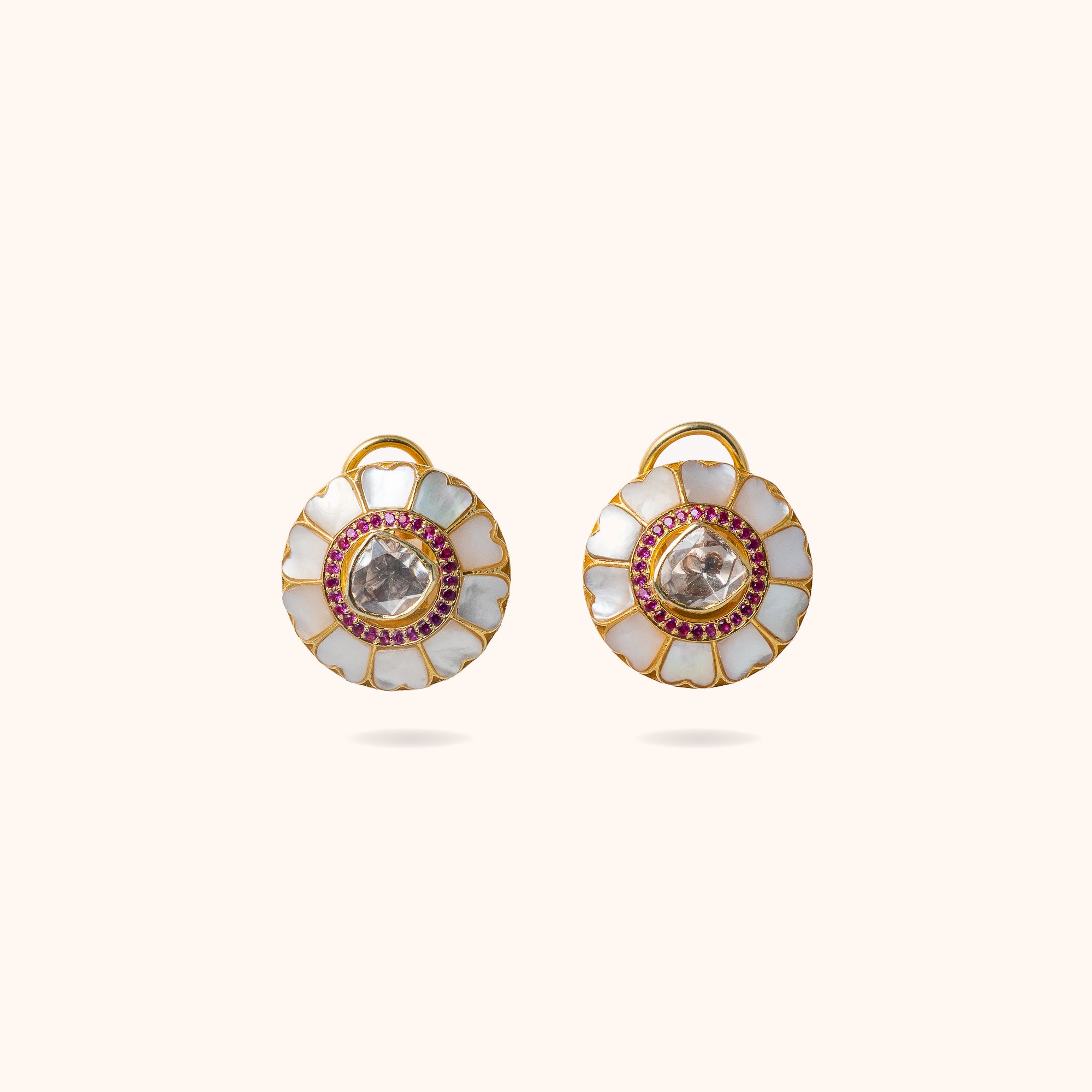 92.5 Sterling Silver Todi Polki Earrings Gold Plated