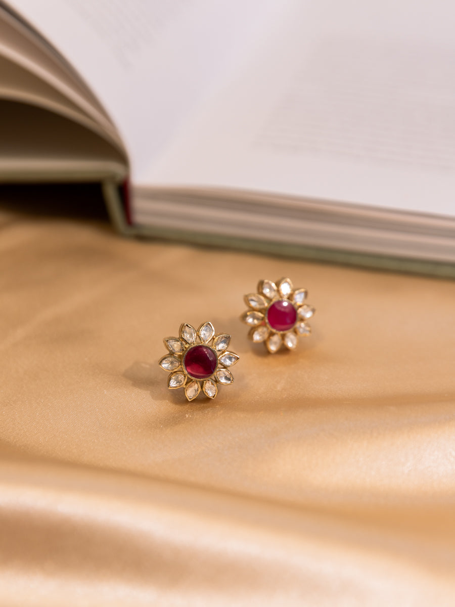 Maroon Color Traditional Stud Earrings for Women | FashionCrab.com